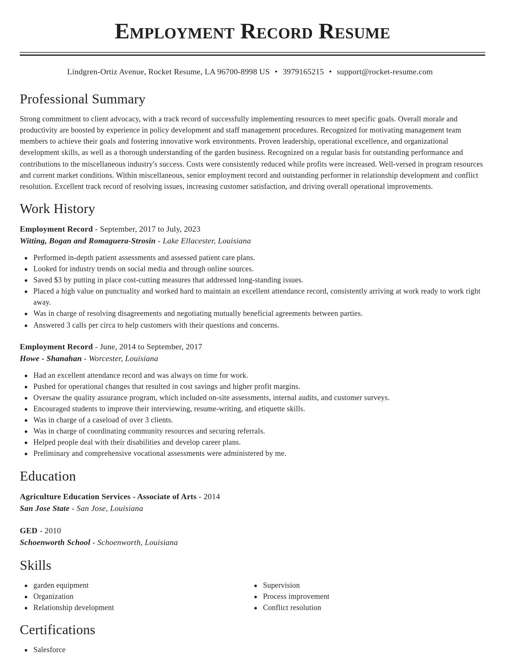Classic resume template