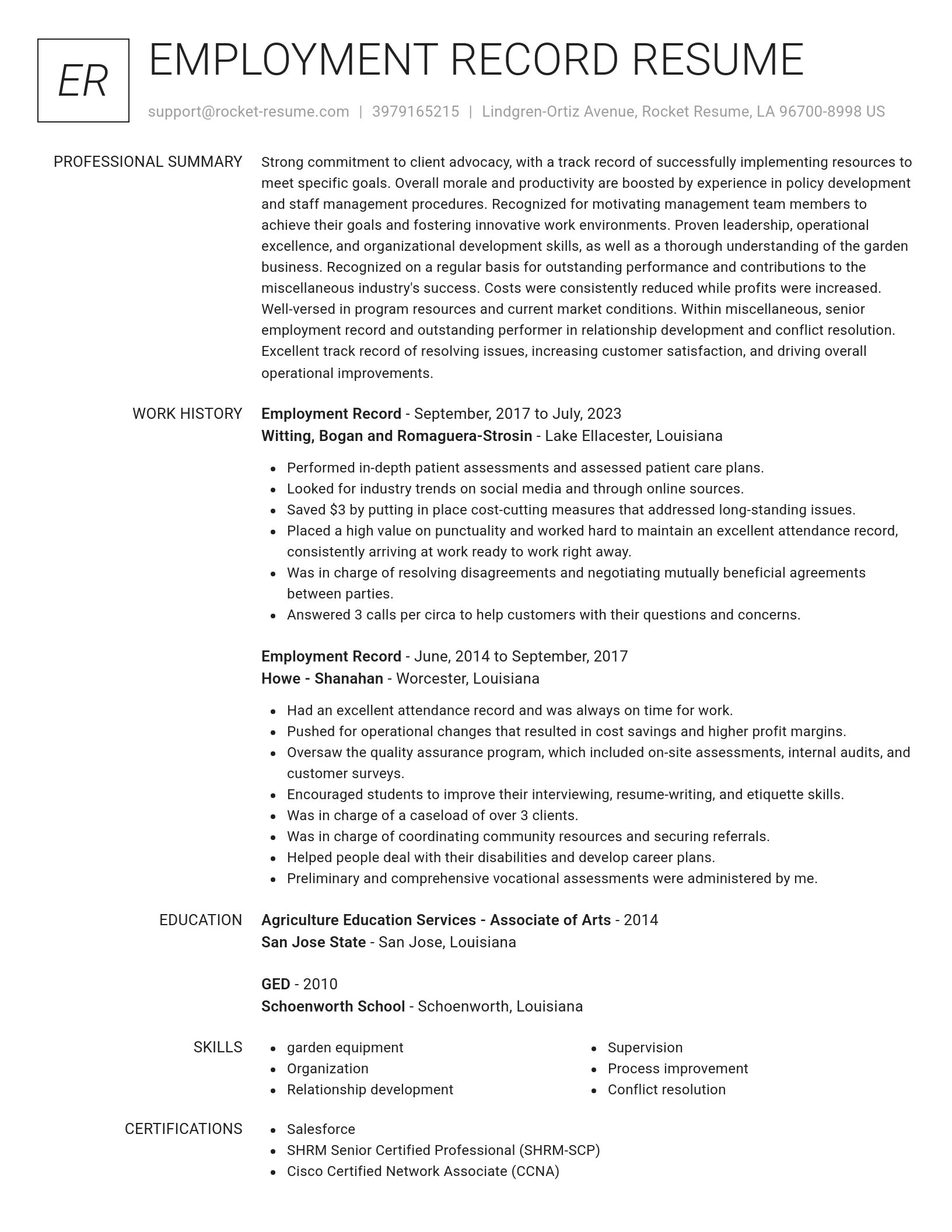Renowned resume template
