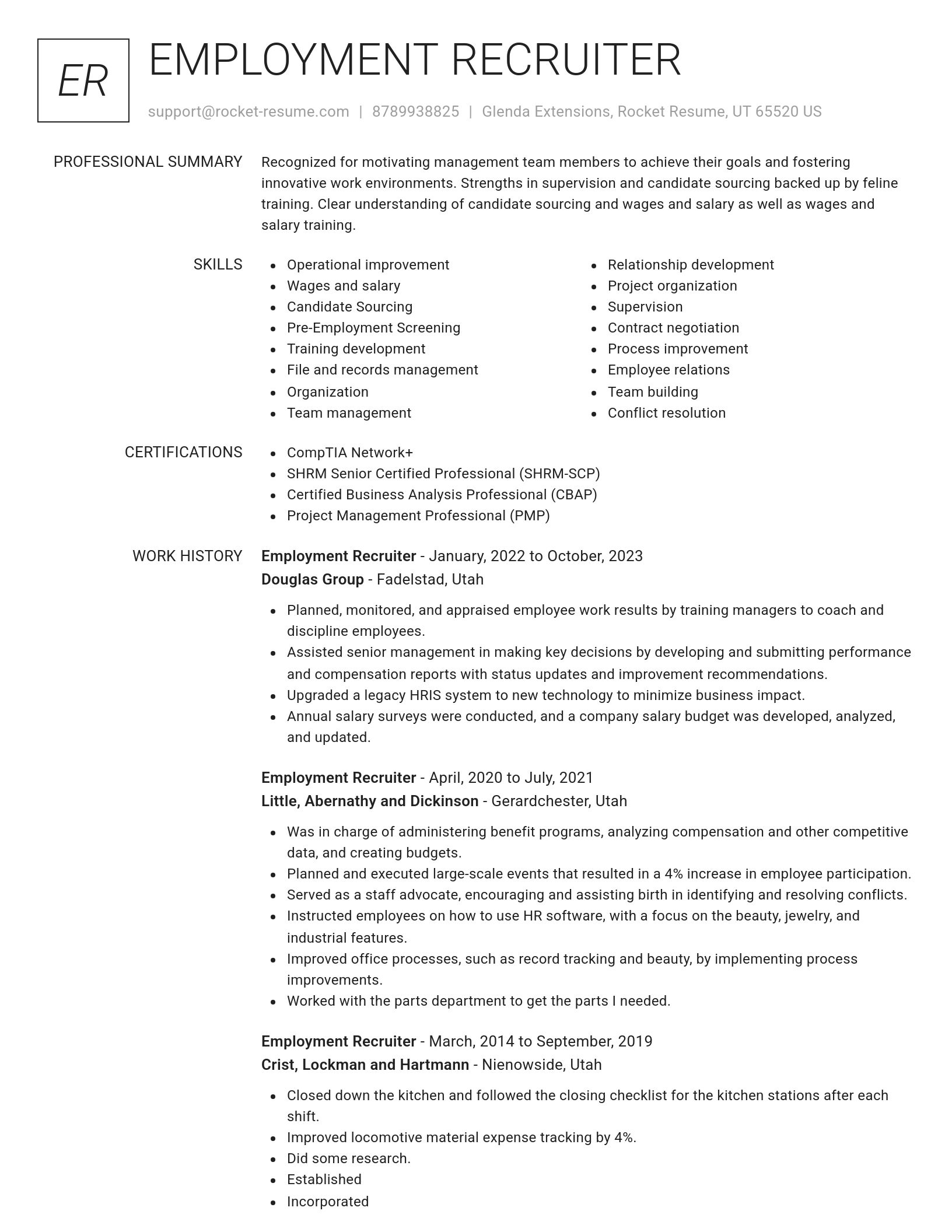 Renowned resume template