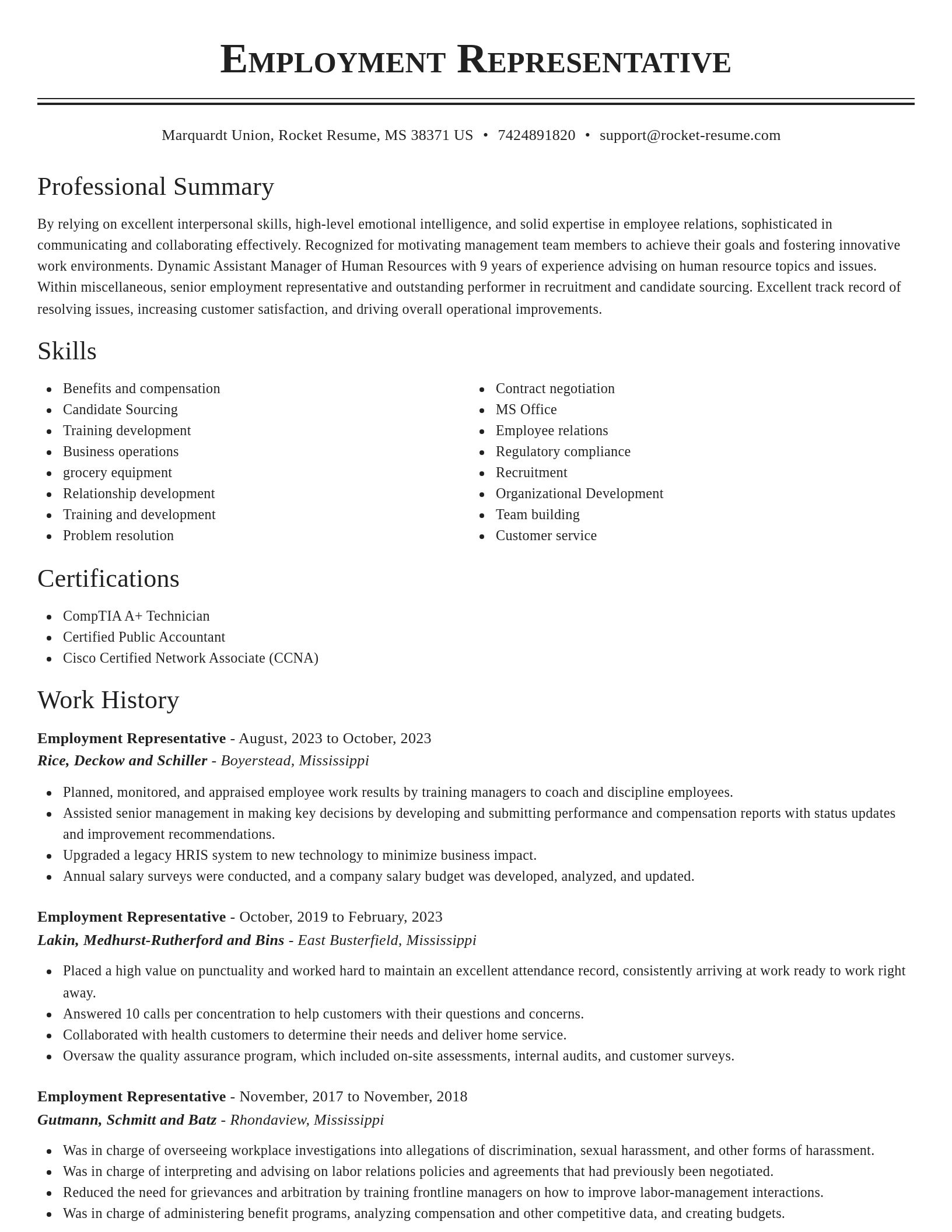 Classic resume template