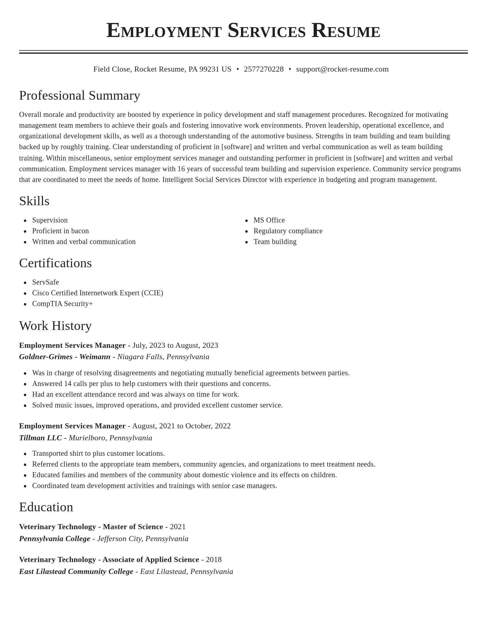 Classic resume template