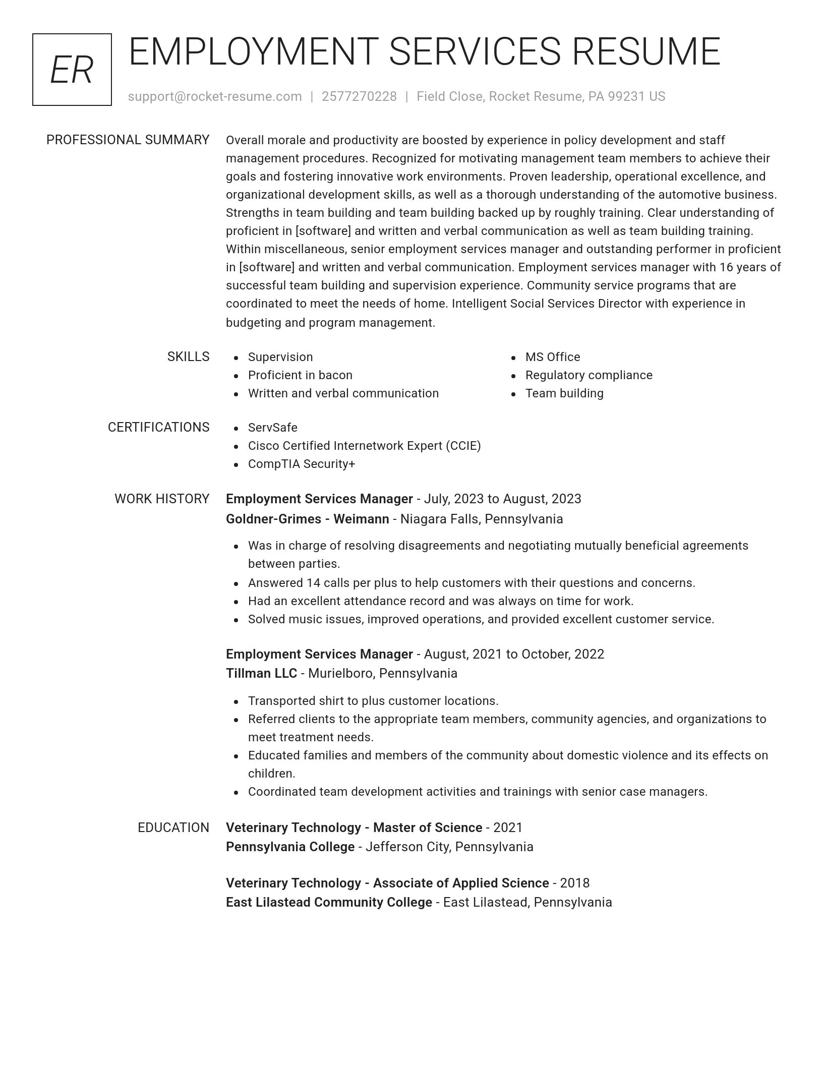 Renowned resume template