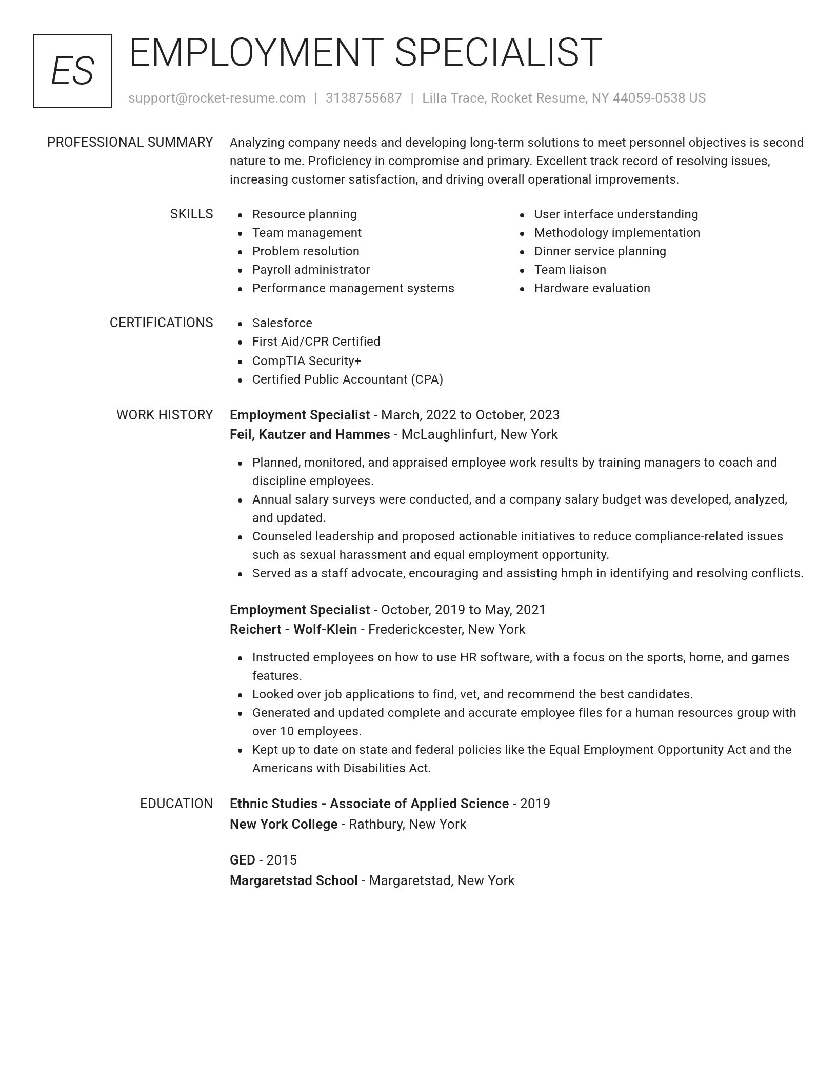 Renowned resume template