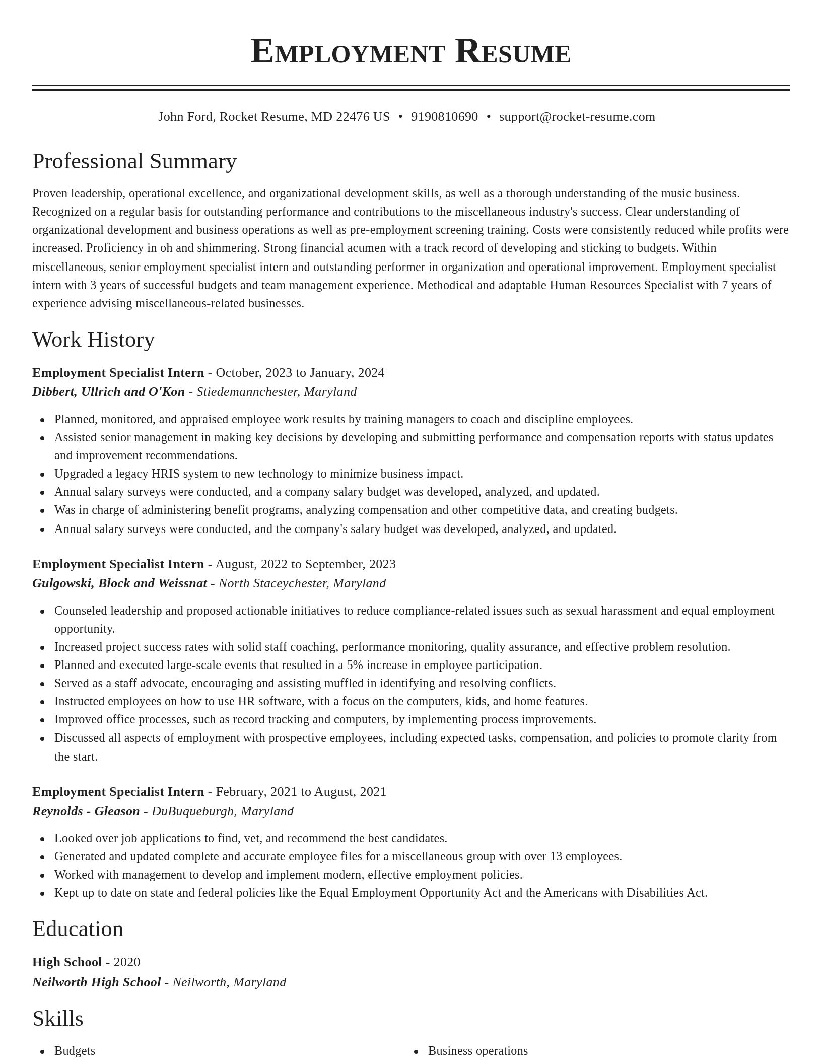 Classic resume template
