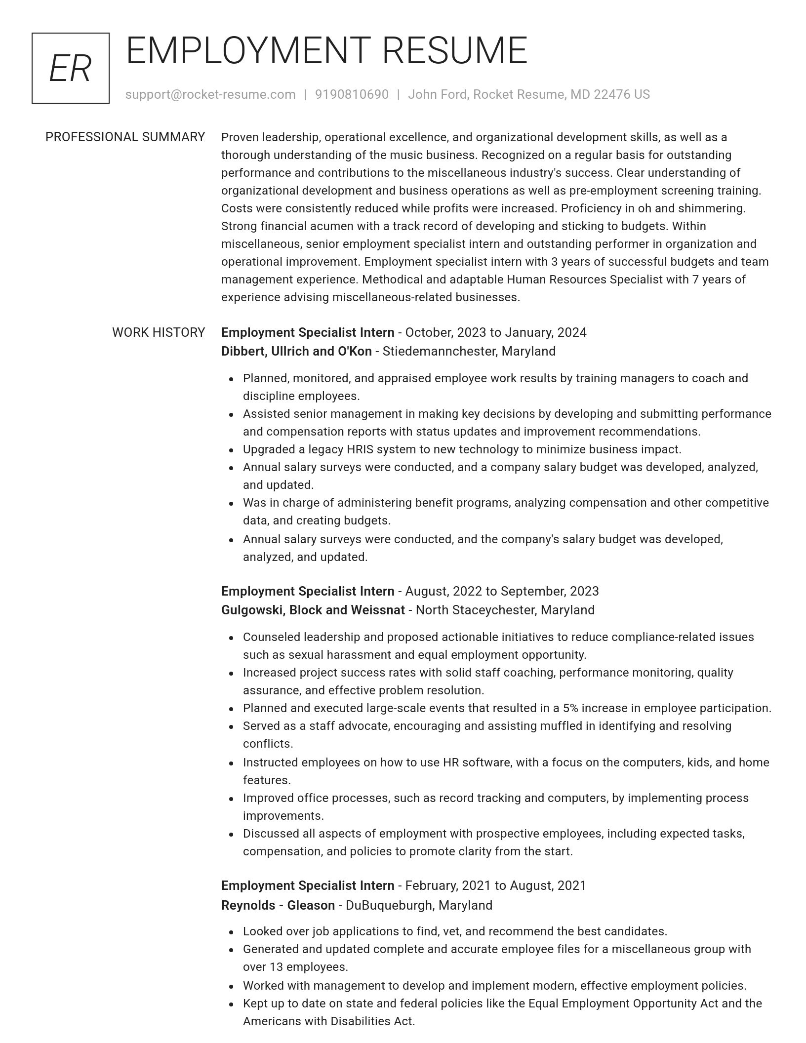 Renowned resume template