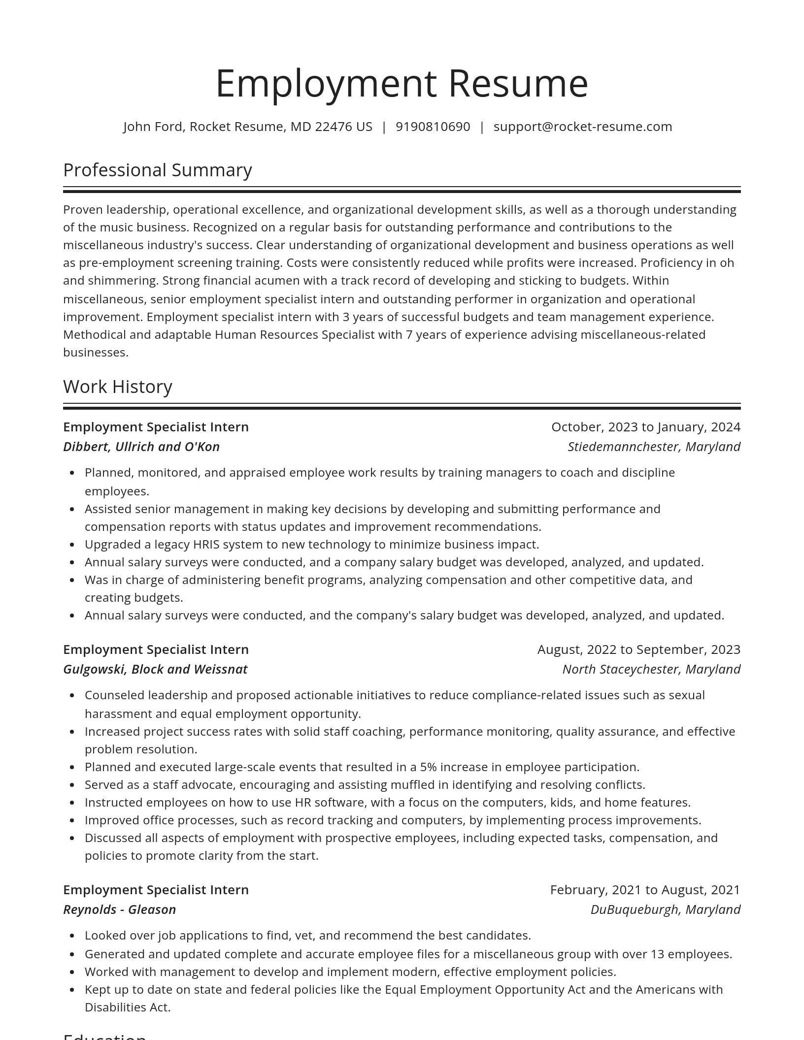 Spotlight resume template