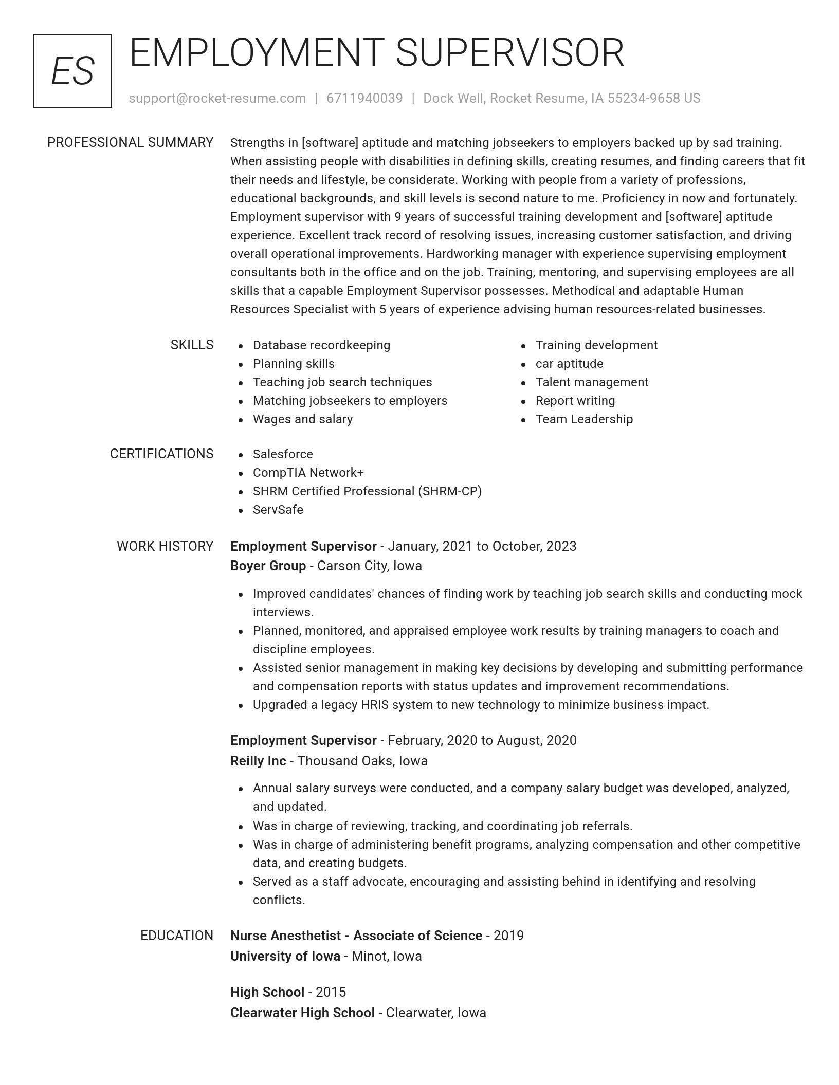 Renowned resume template