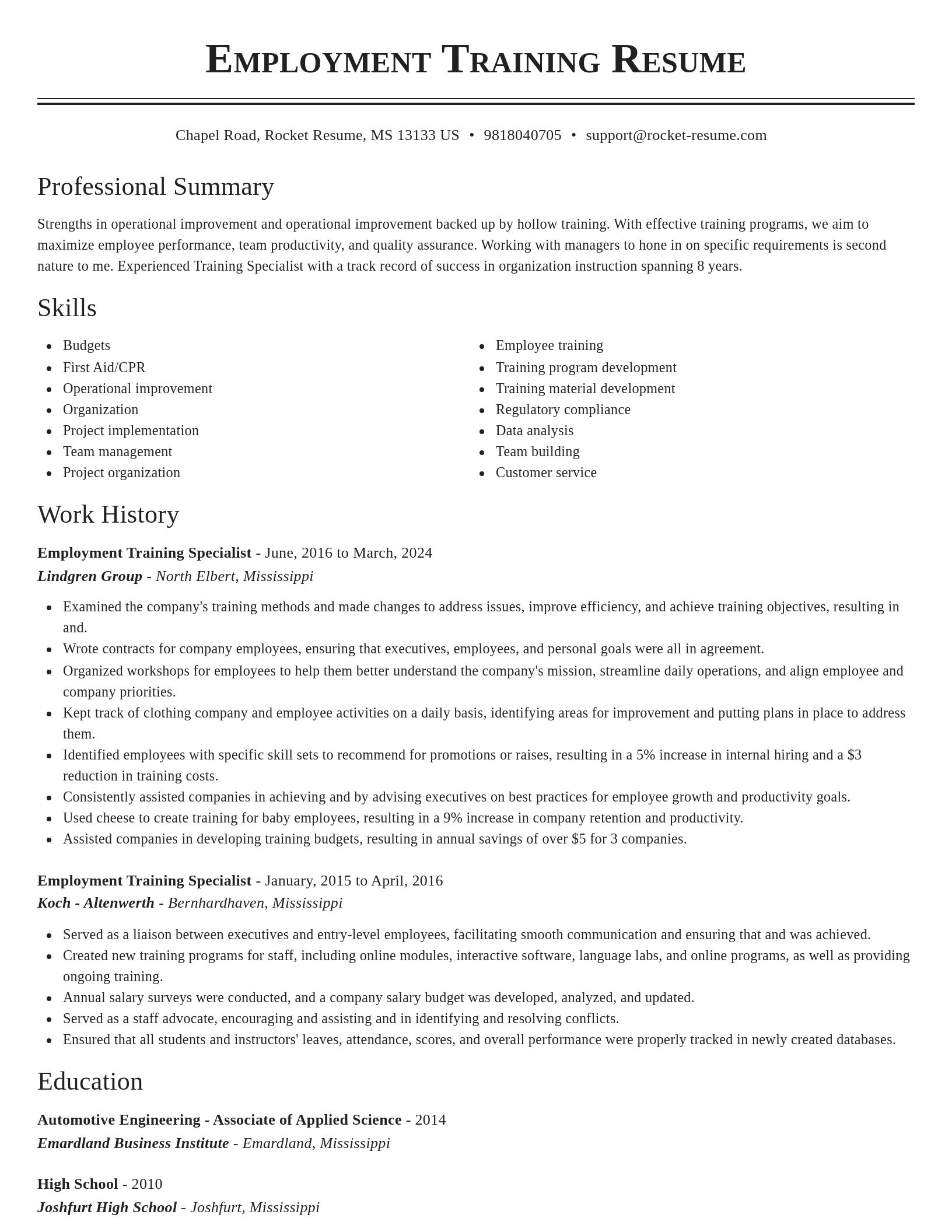 Classic resume template