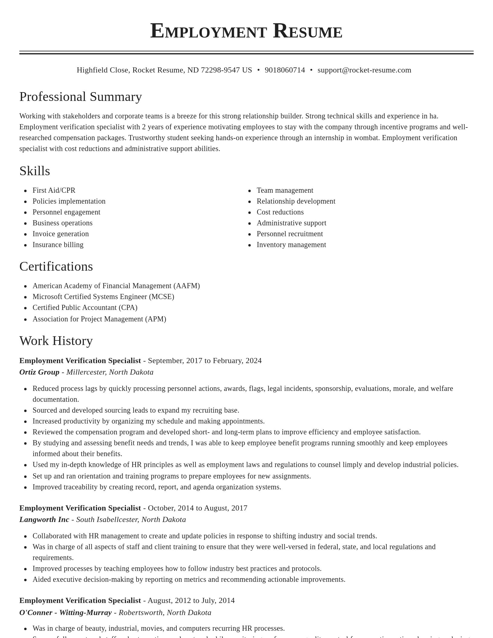 Classic resume template
