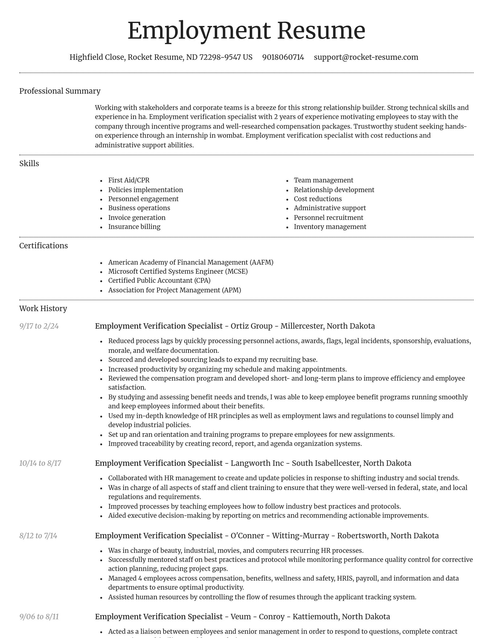Dignified resume template