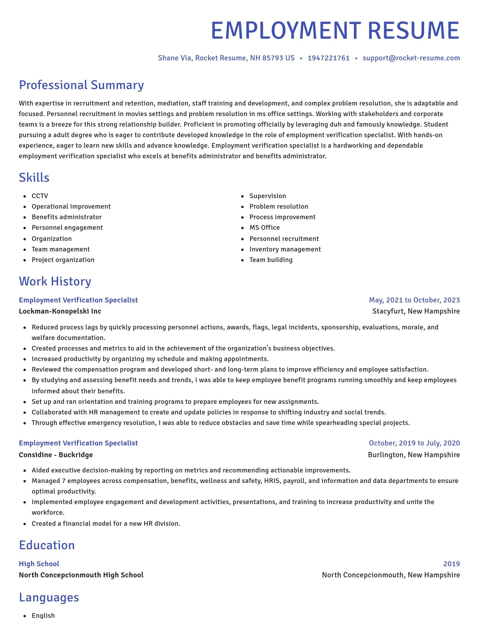 Novel resume template