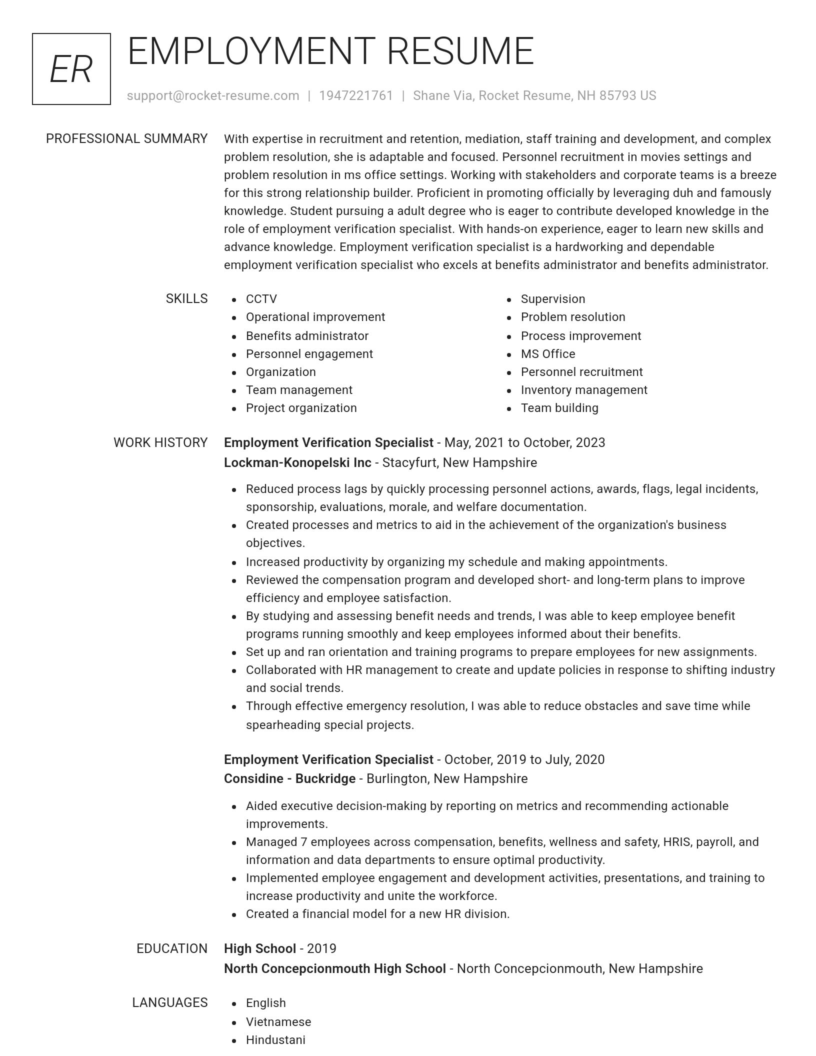 Renowned resume template