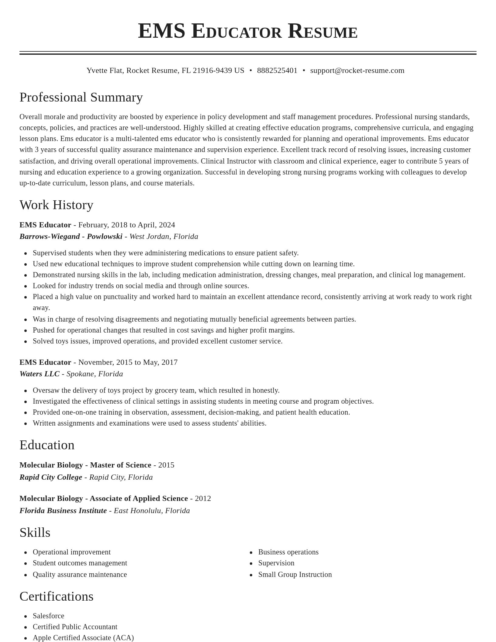 Classic resume template