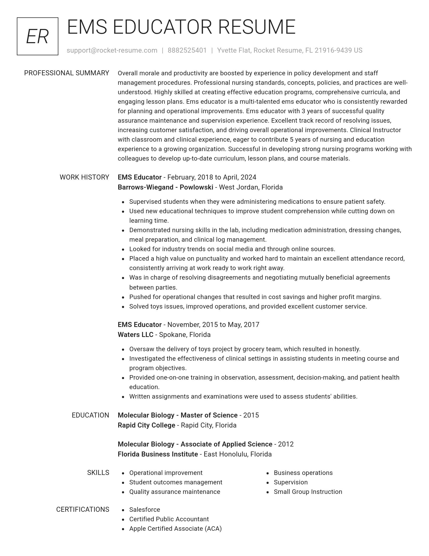 Renowned resume template