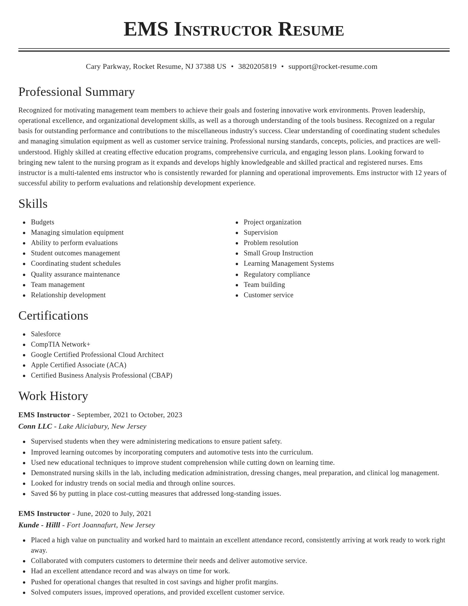 Classic resume template