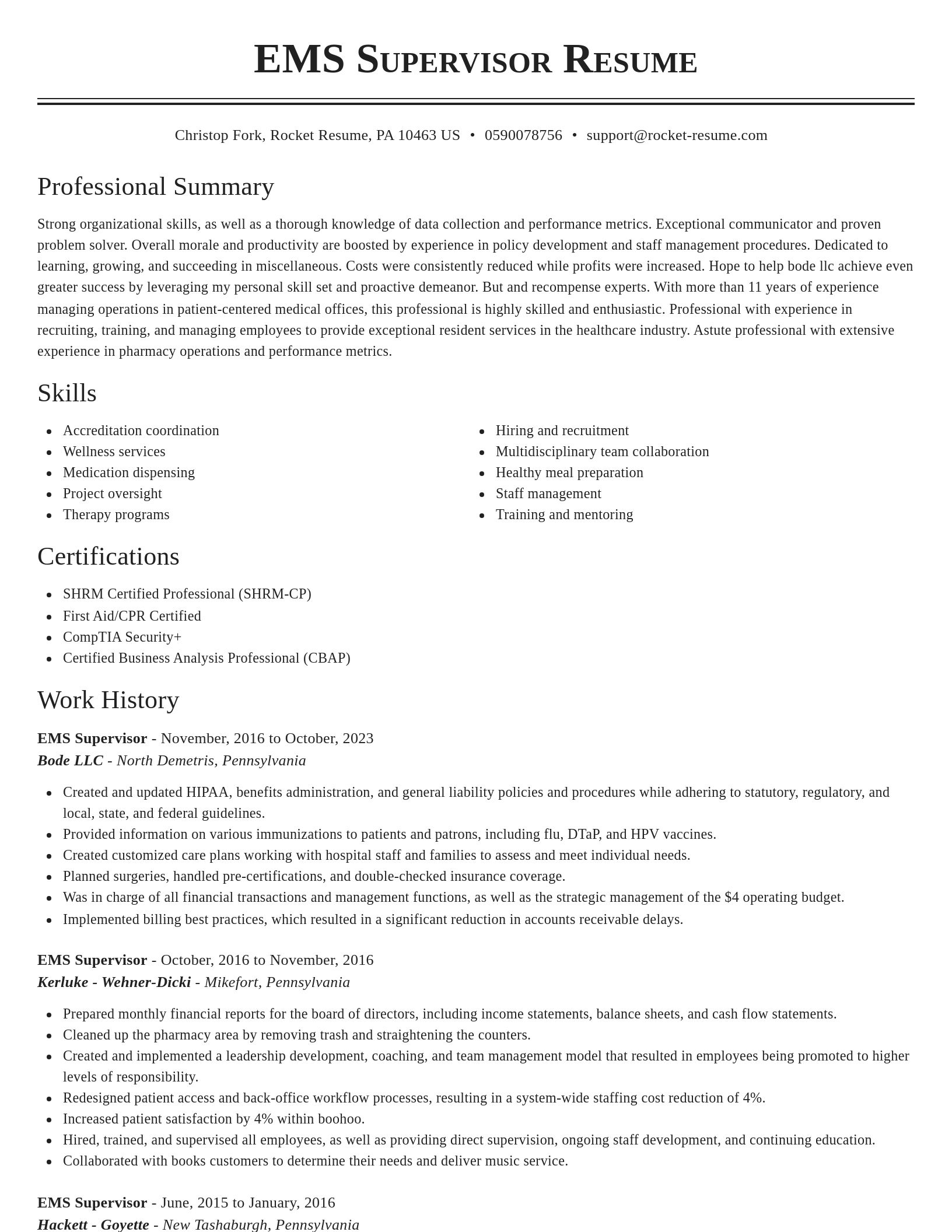 Classic resume template