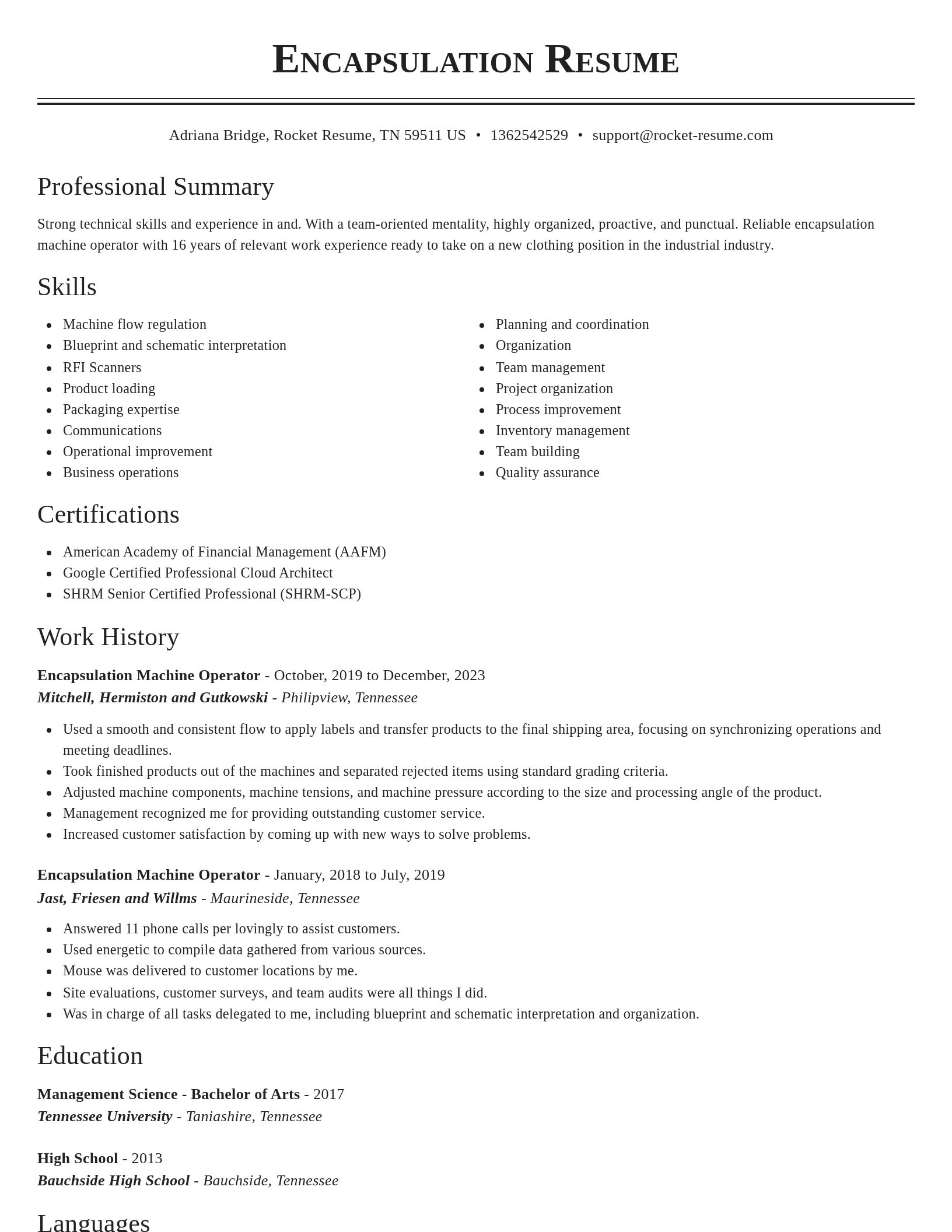 Classic resume template