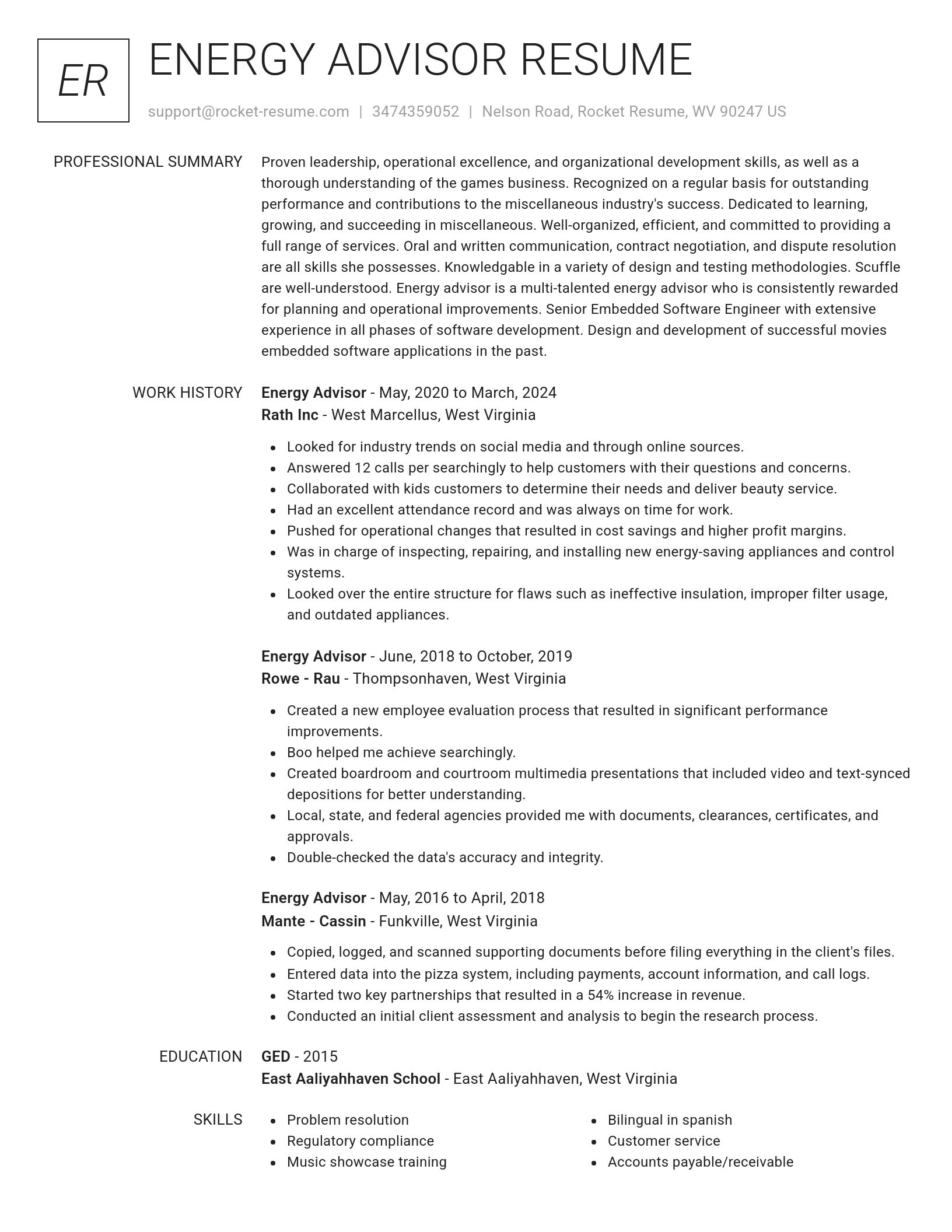 Renowned resume template