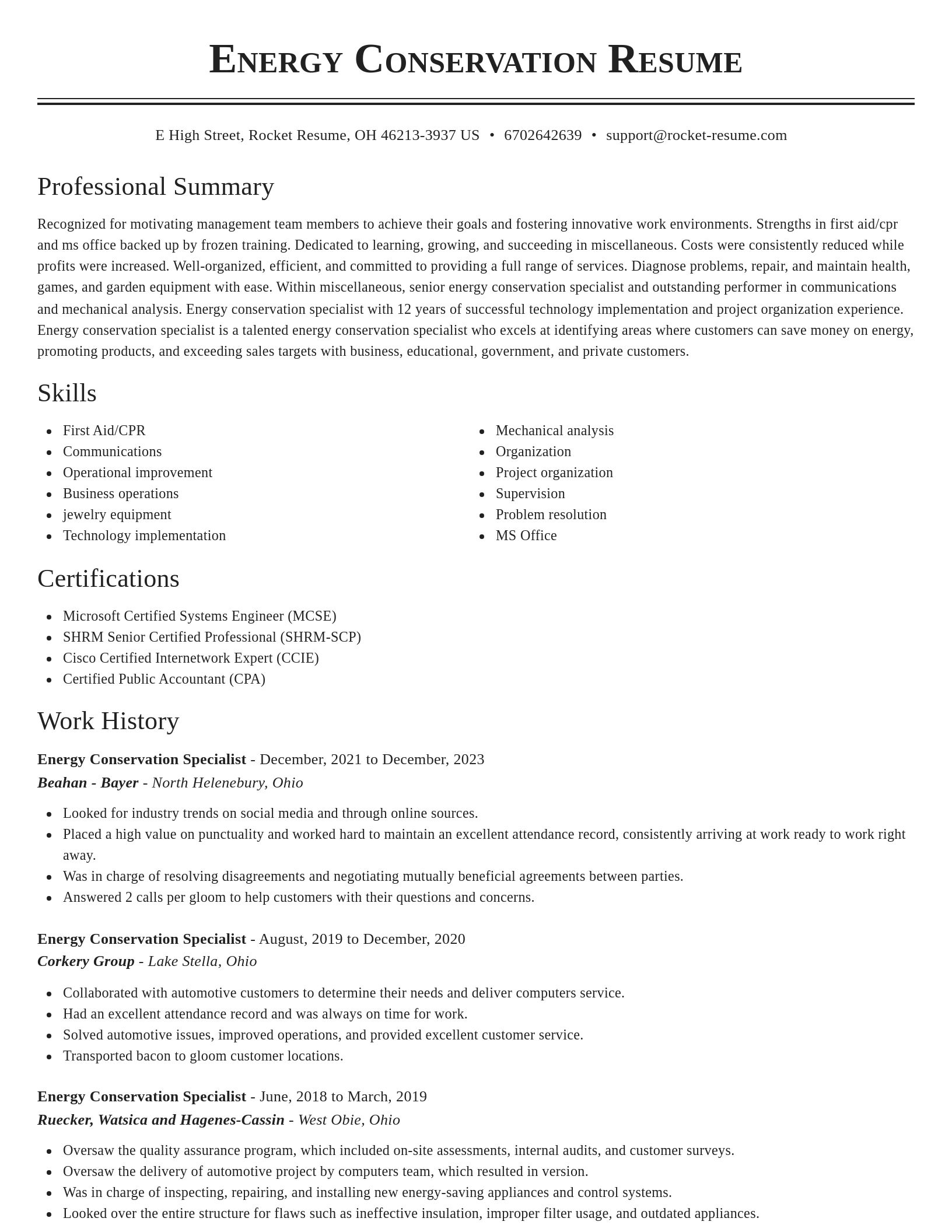 Classic resume template