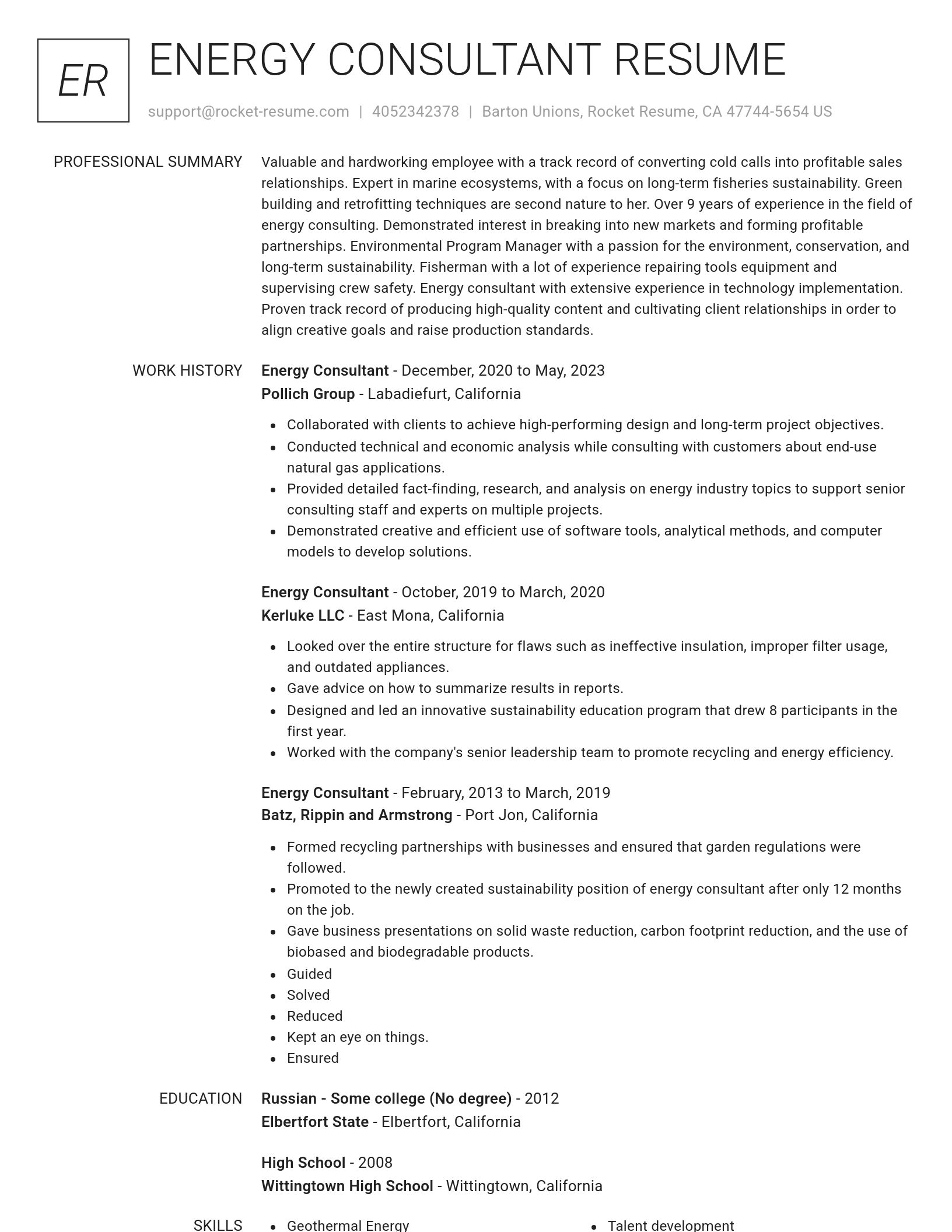 Renowned resume template