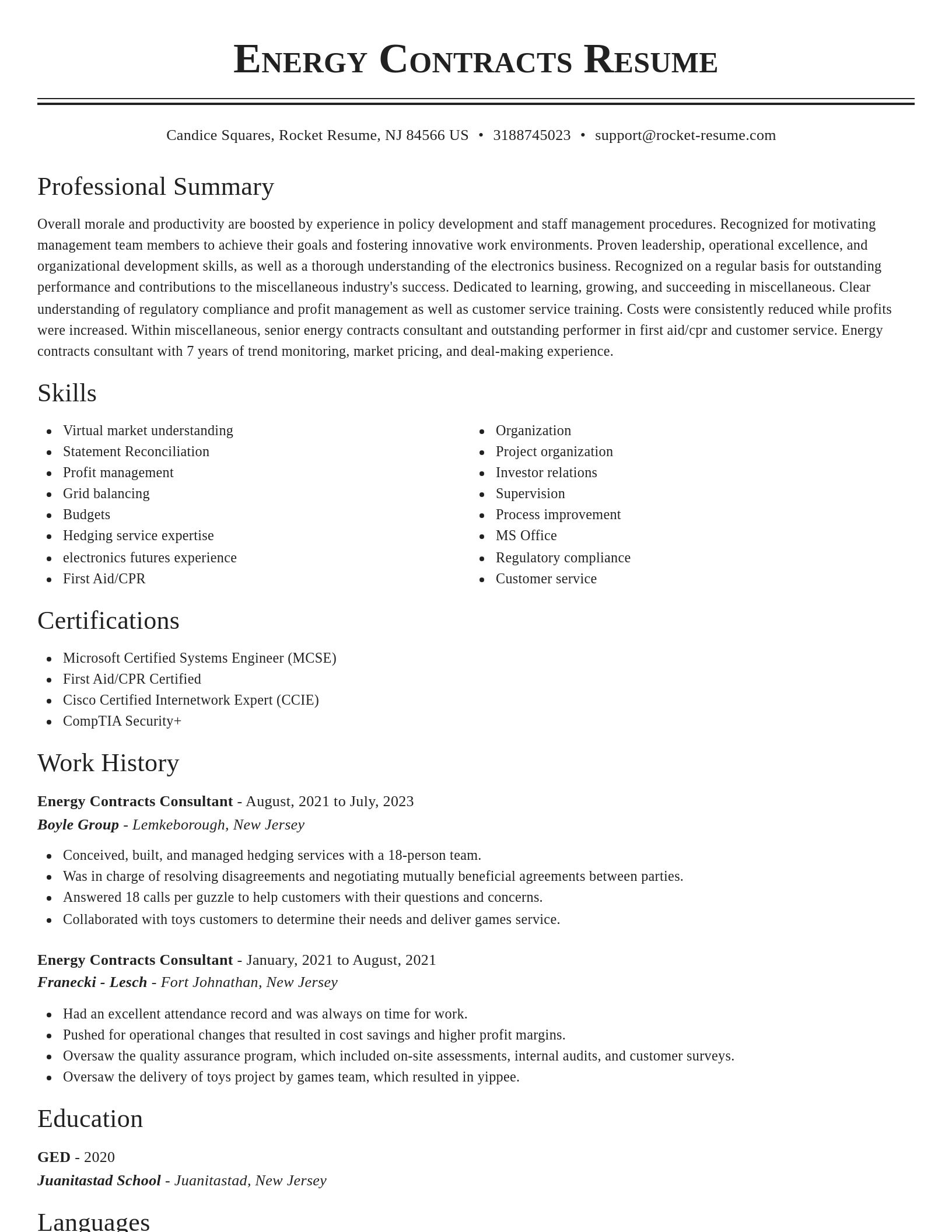 Classic resume template