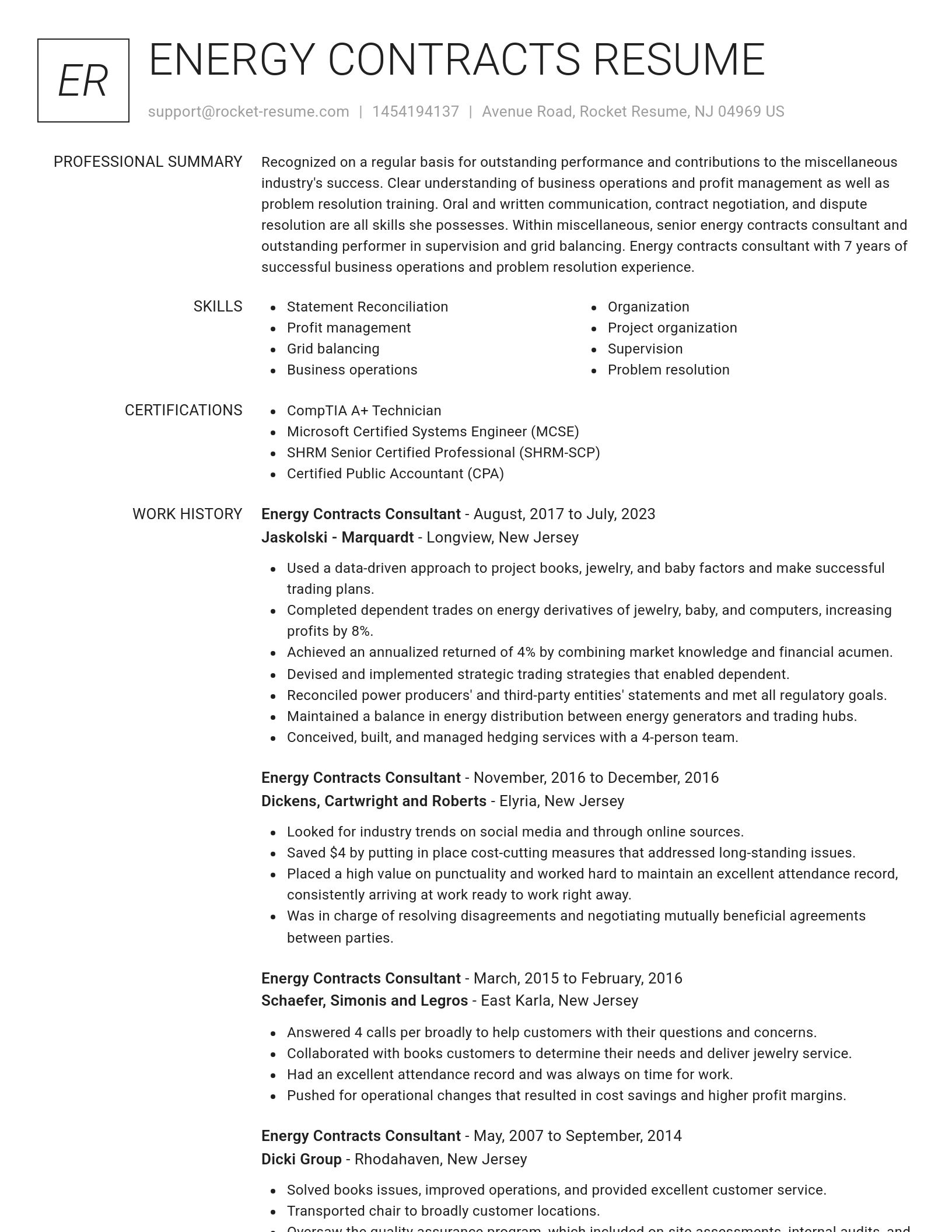 Renowned resume template