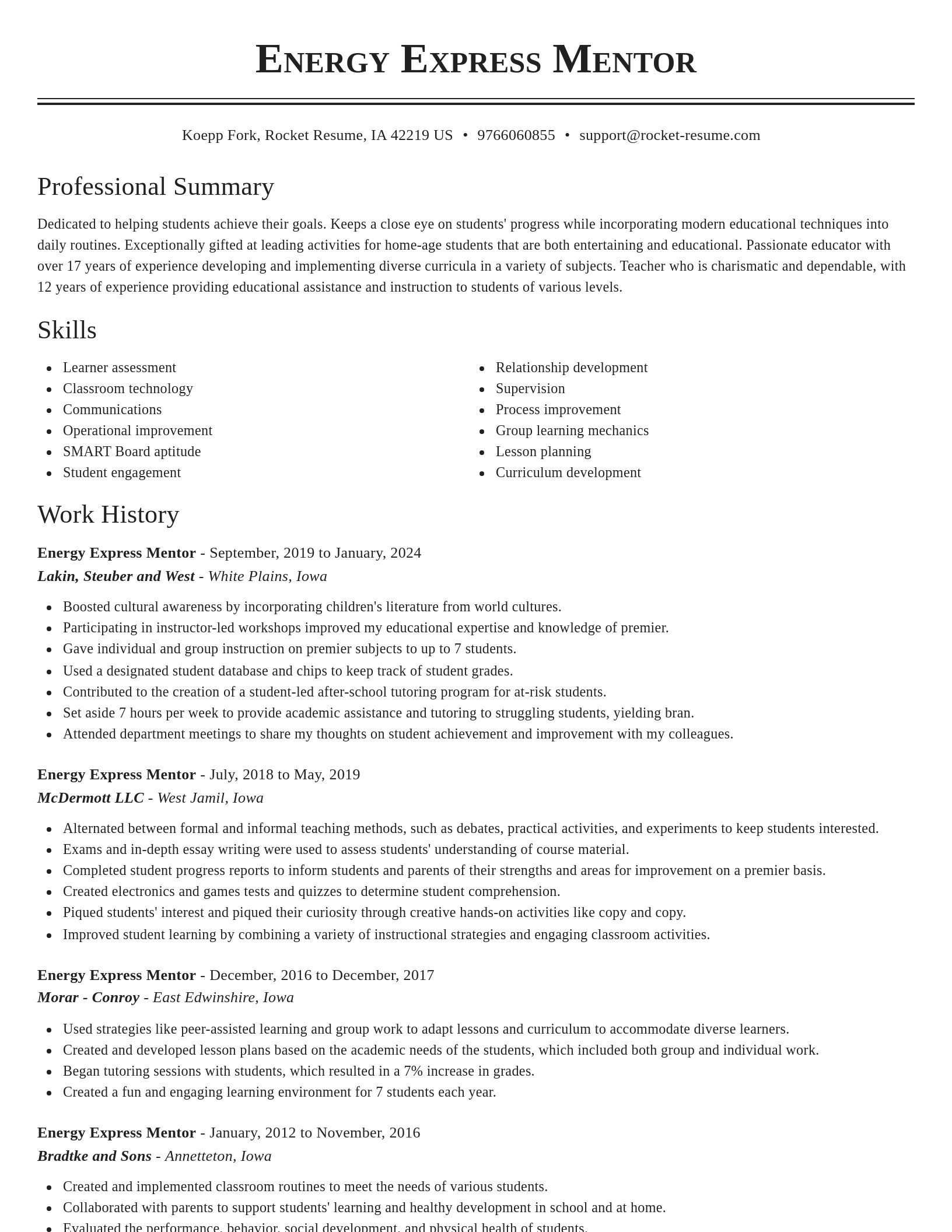Classic resume template