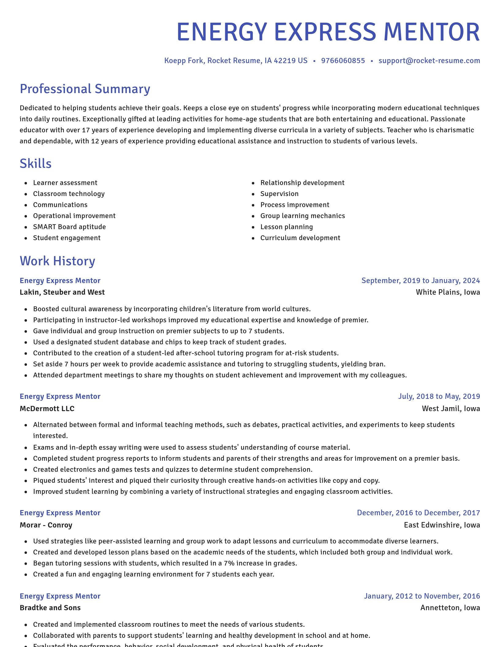 Novel resume template