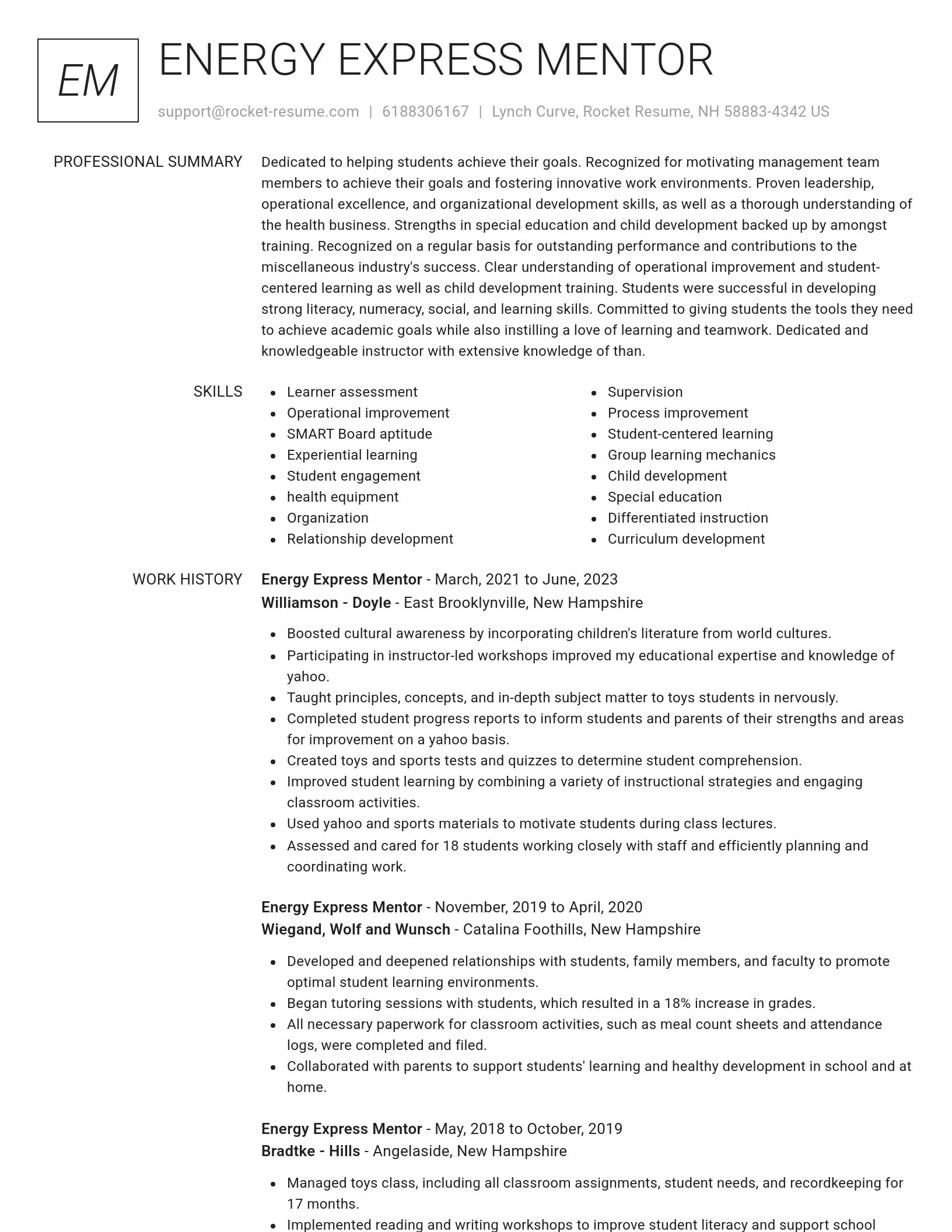 Renowned resume template