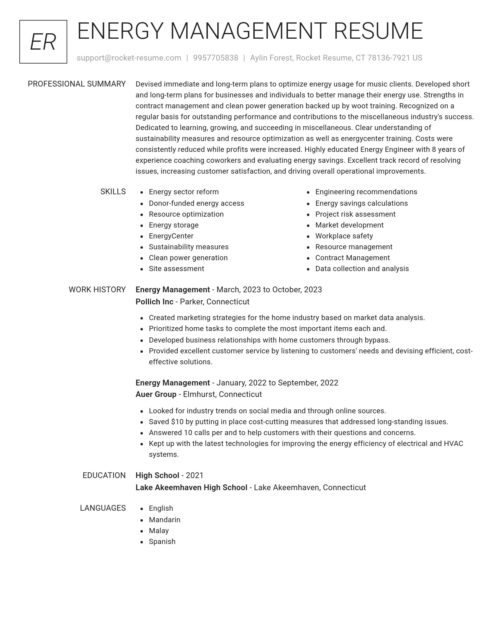 Renowned resume template