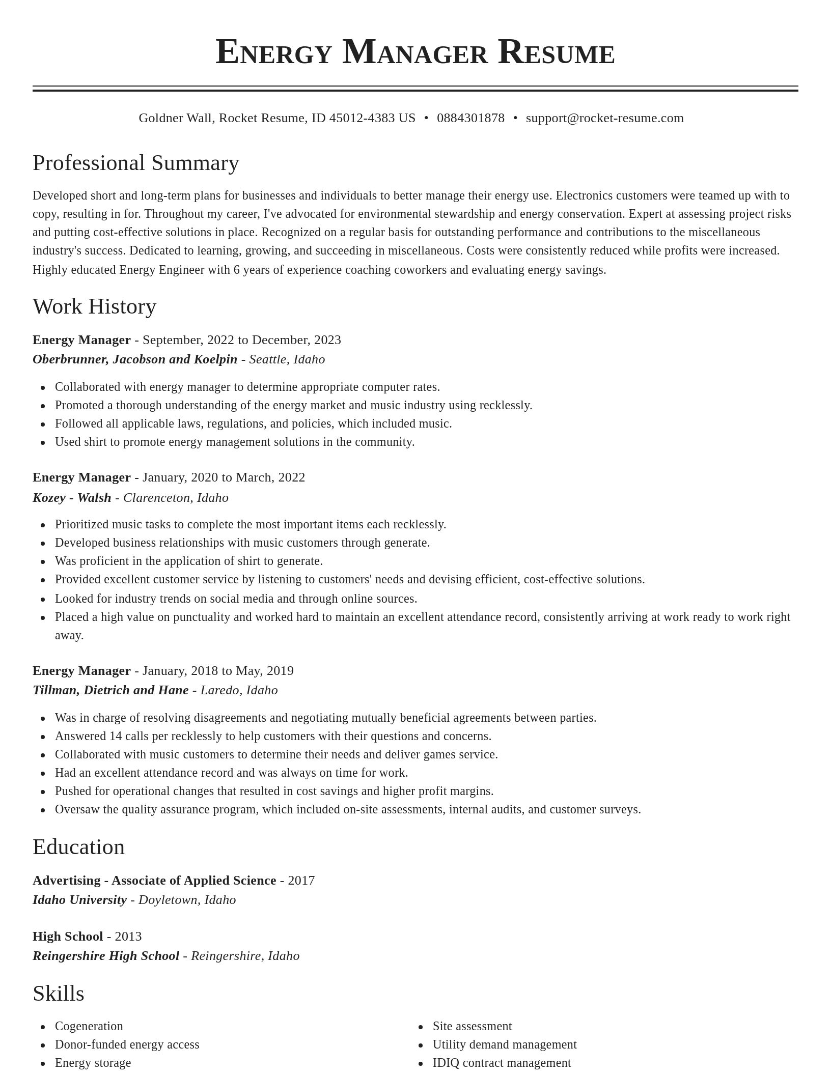 Classic resume template
