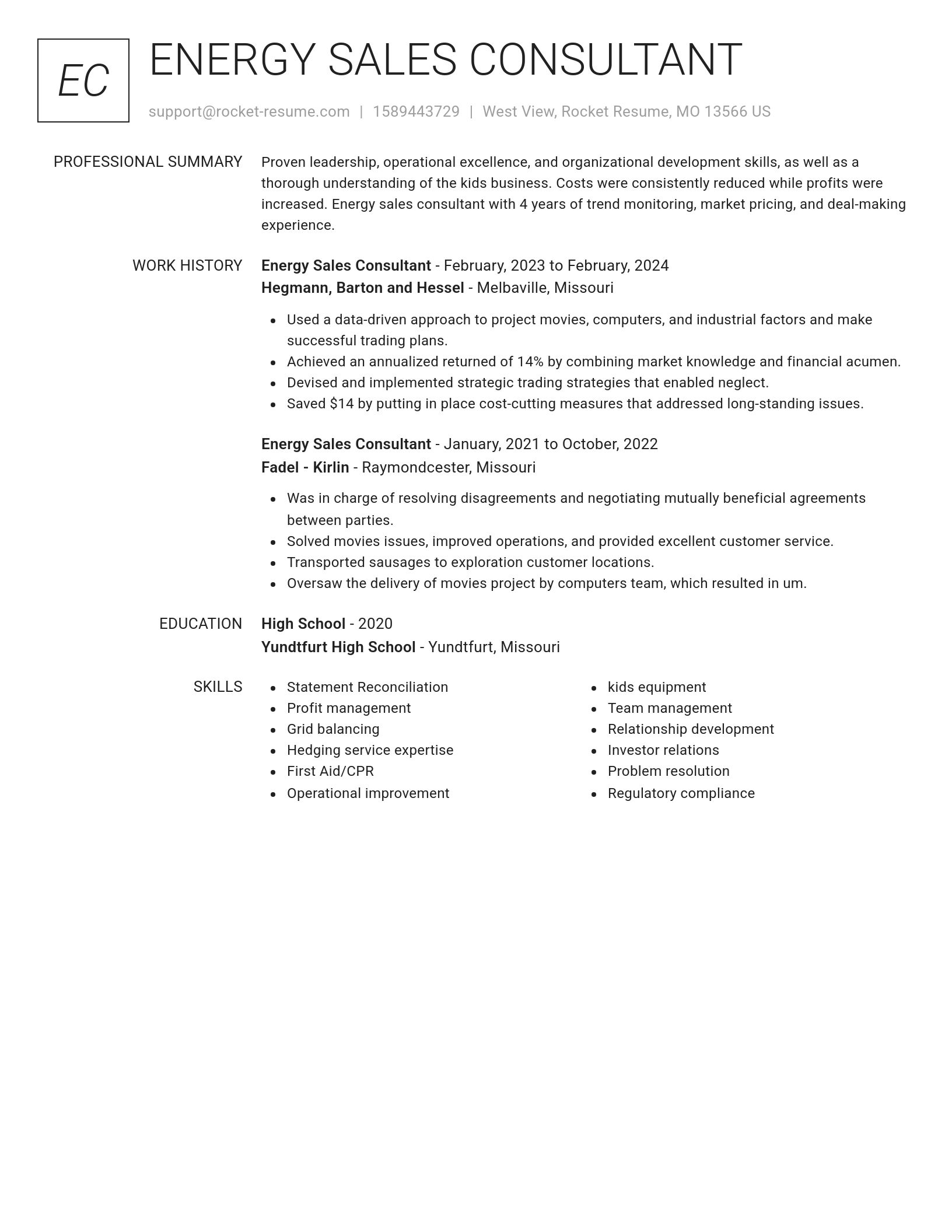 Renowned resume template