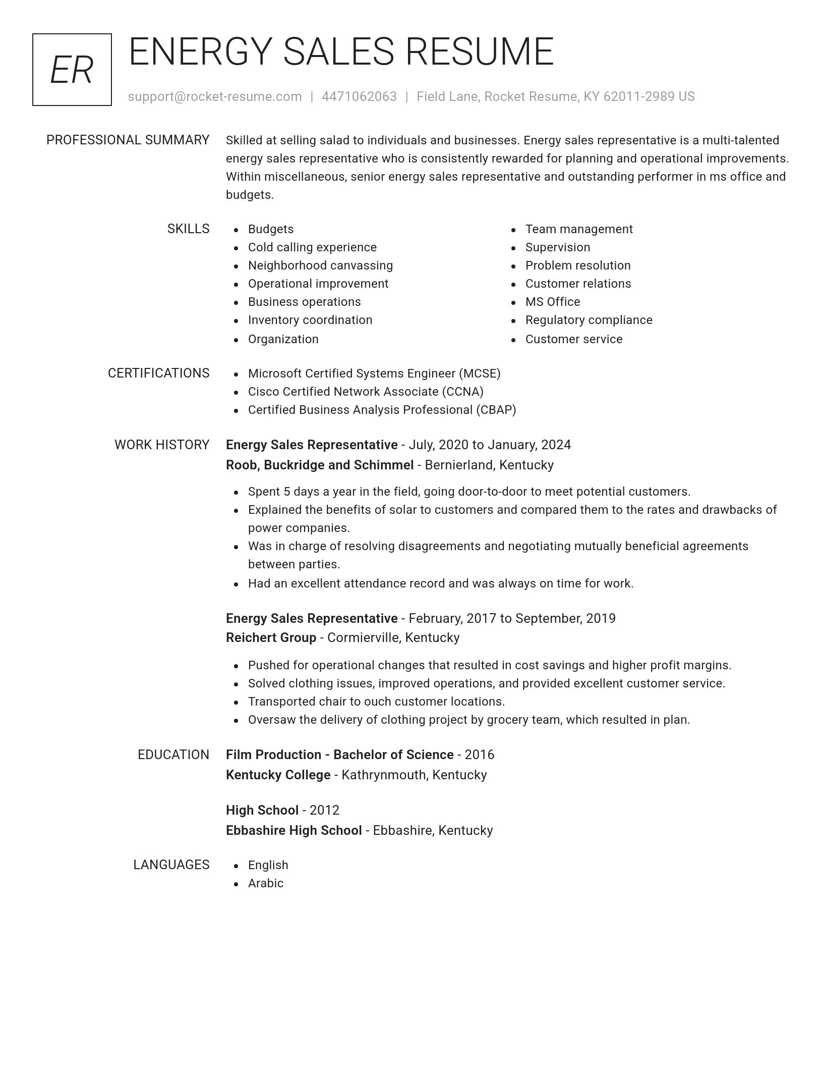 Renowned resume template