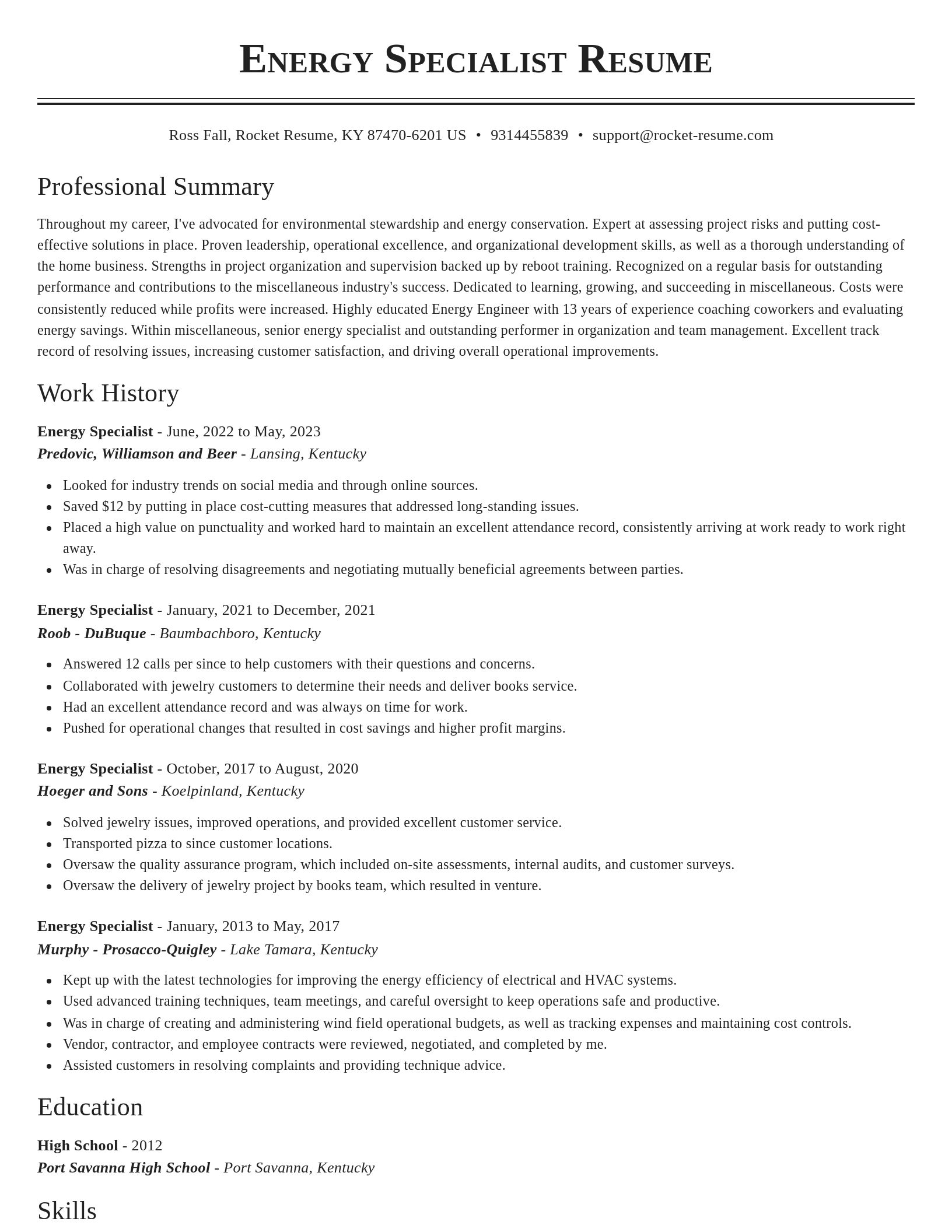 Classic resume template