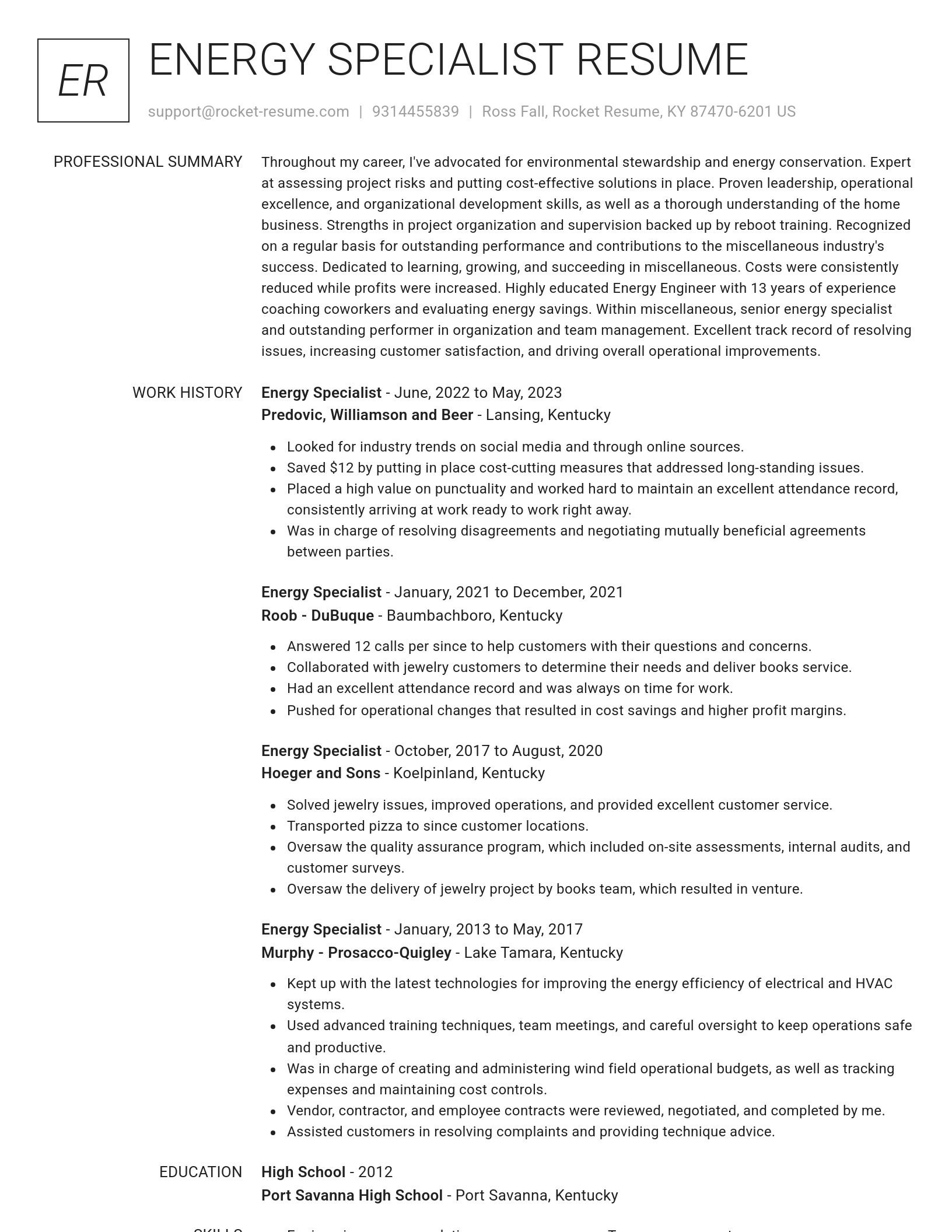 Renowned resume template