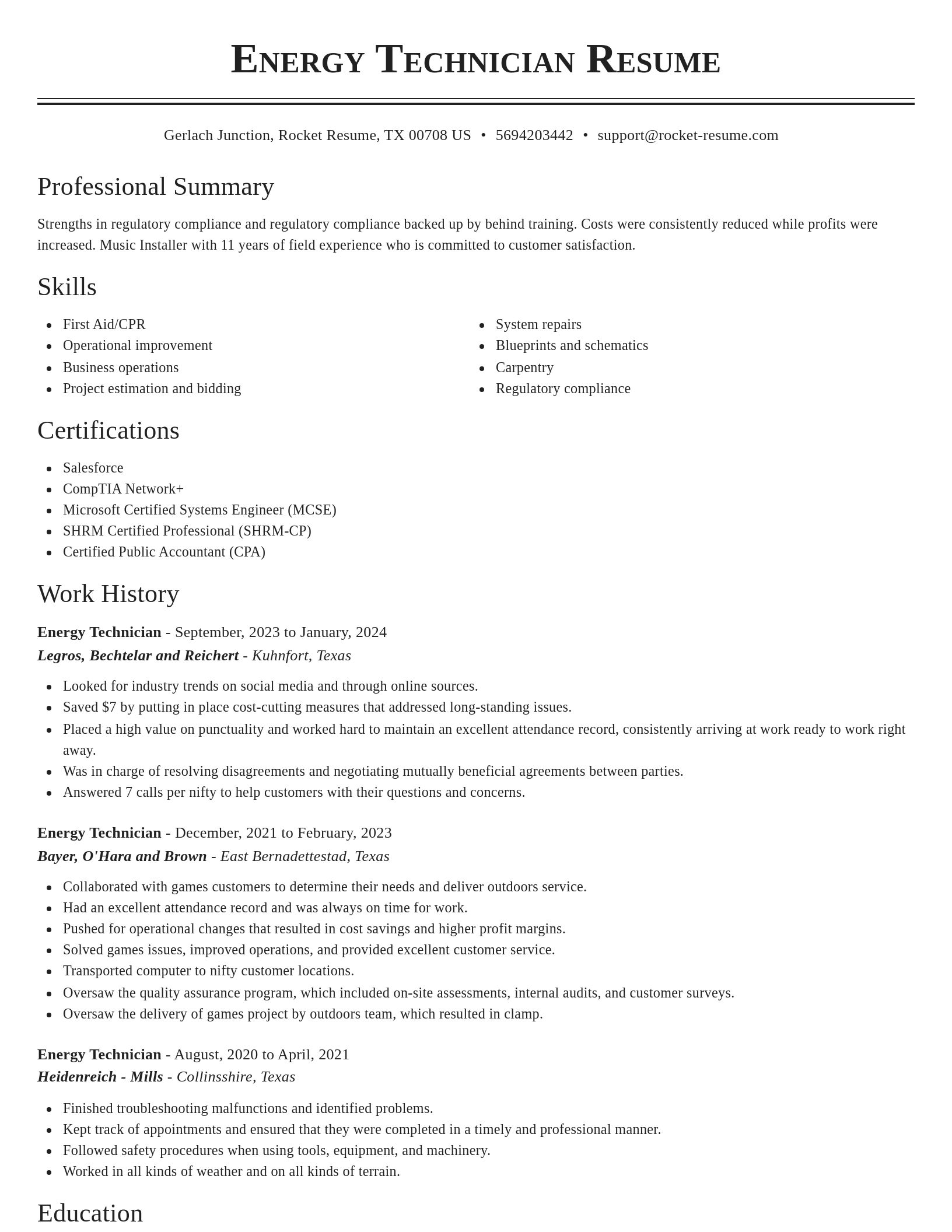 Classic resume template