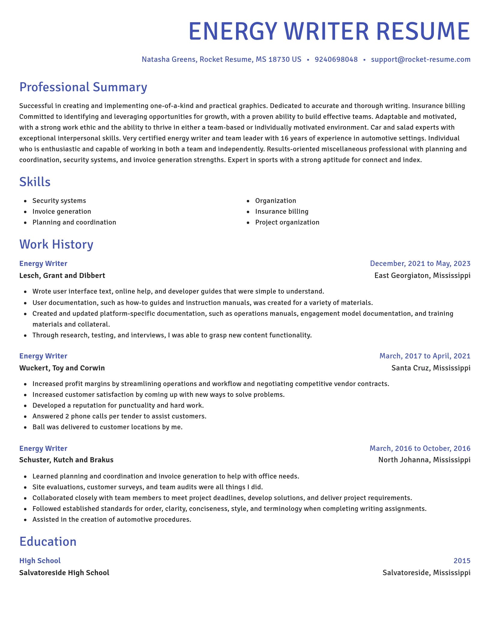 Novel resume template