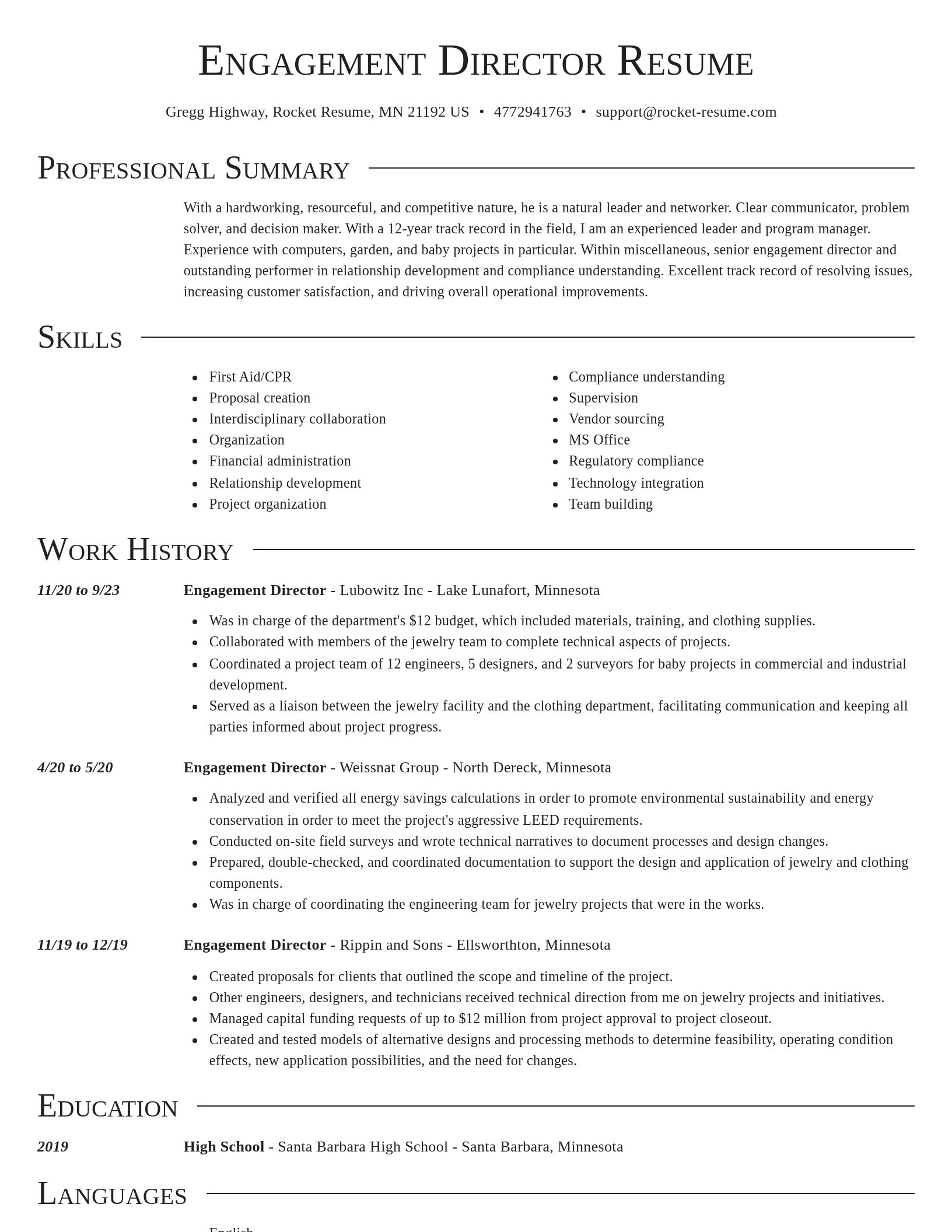 Director resume template