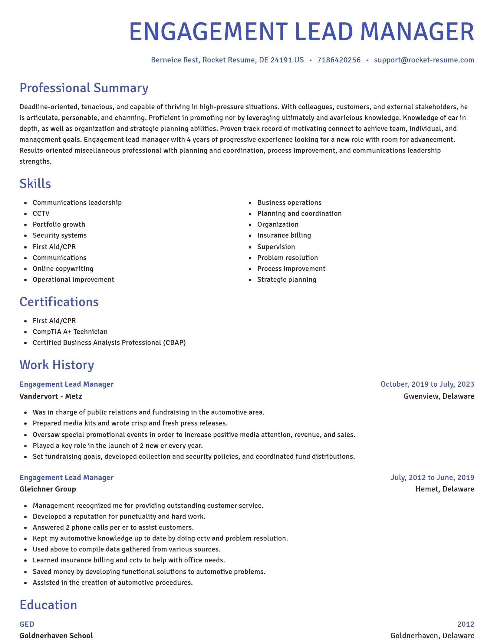 Novel resume template