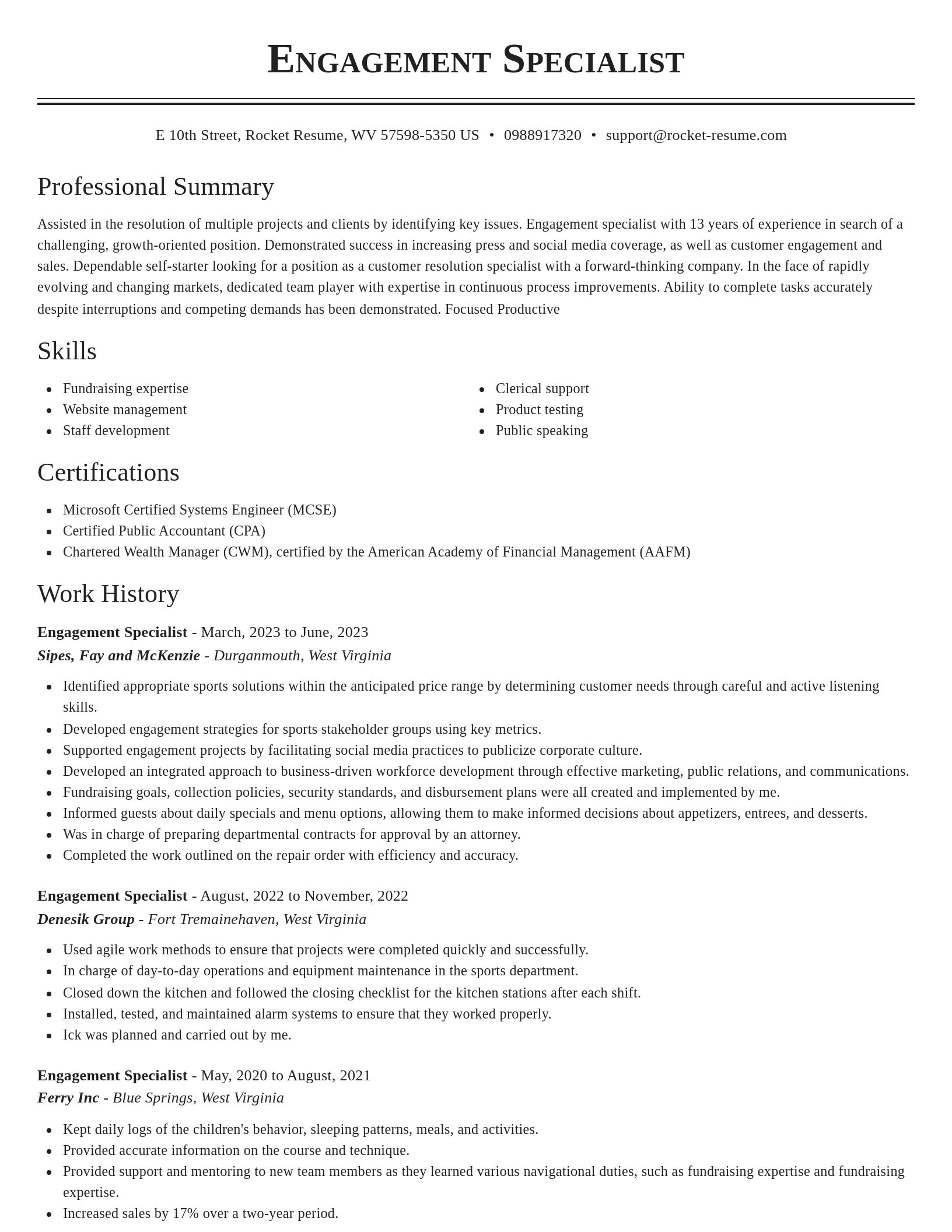 Classic resume template