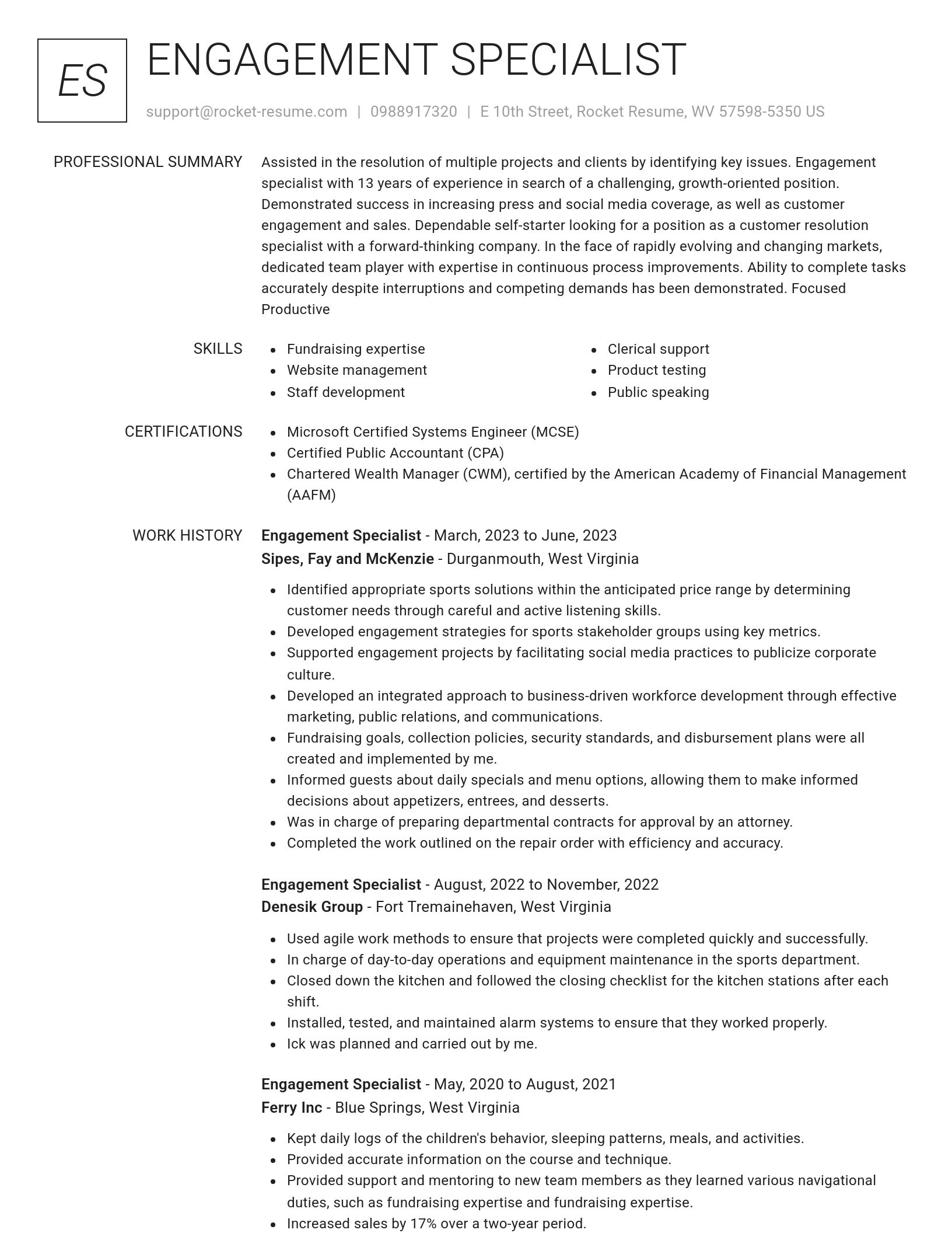 Renowned resume template