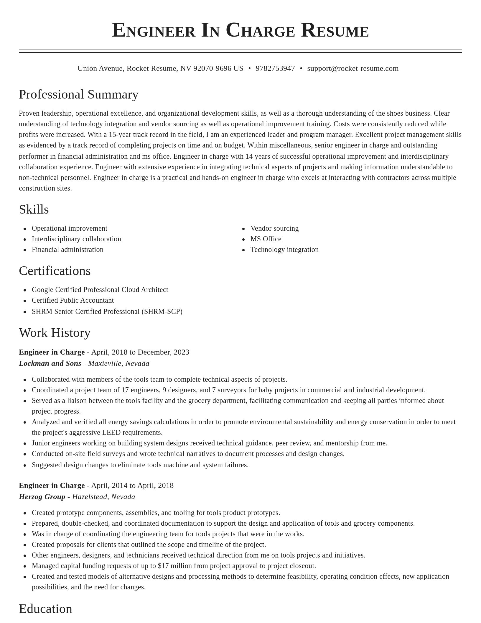 Classic resume template