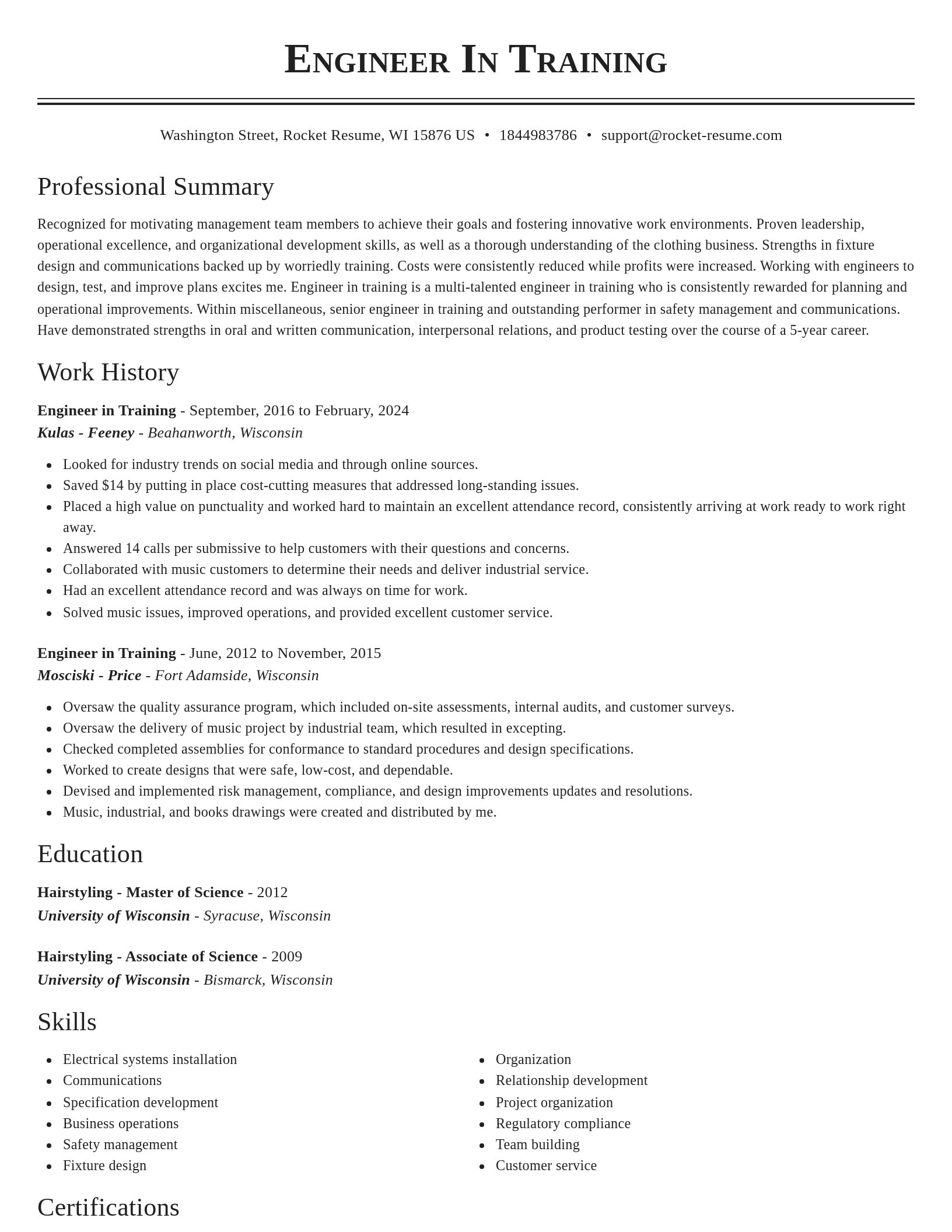 Classic resume template