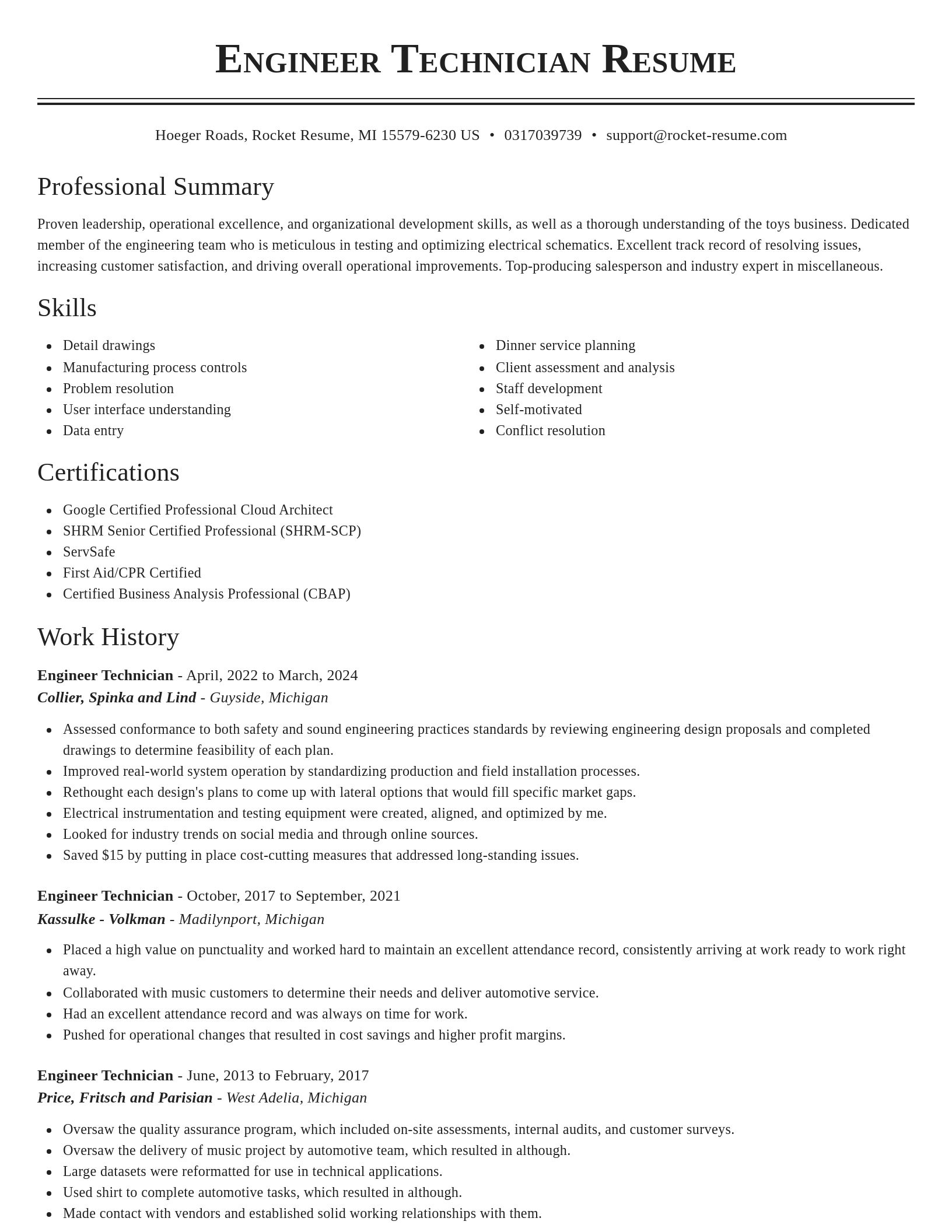 Classic resume template