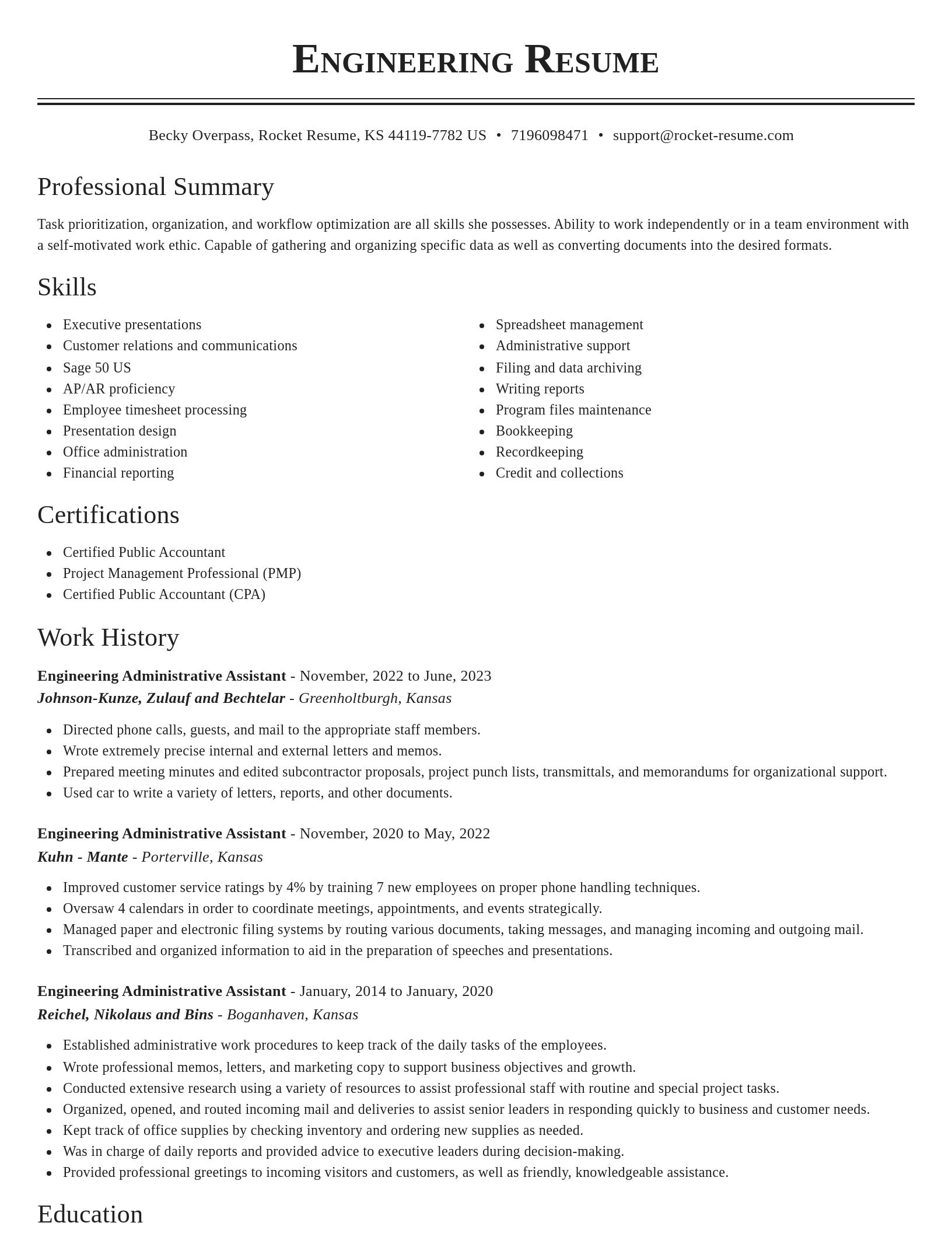 Classic resume template