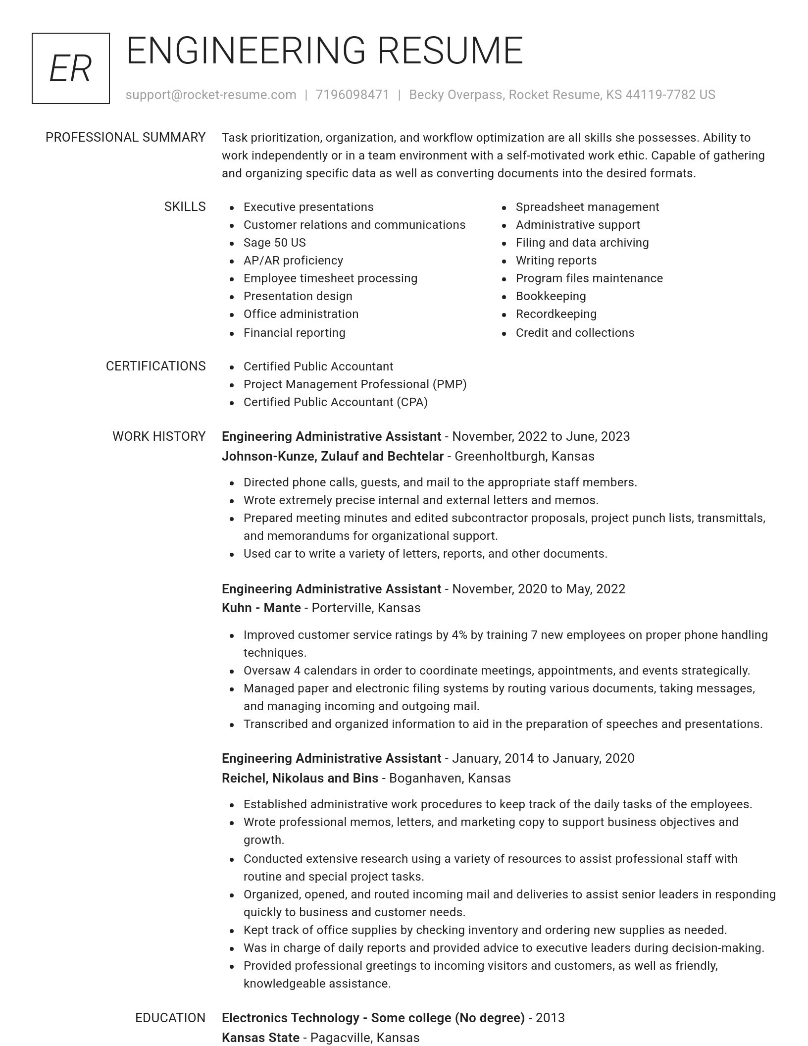 Renowned resume template