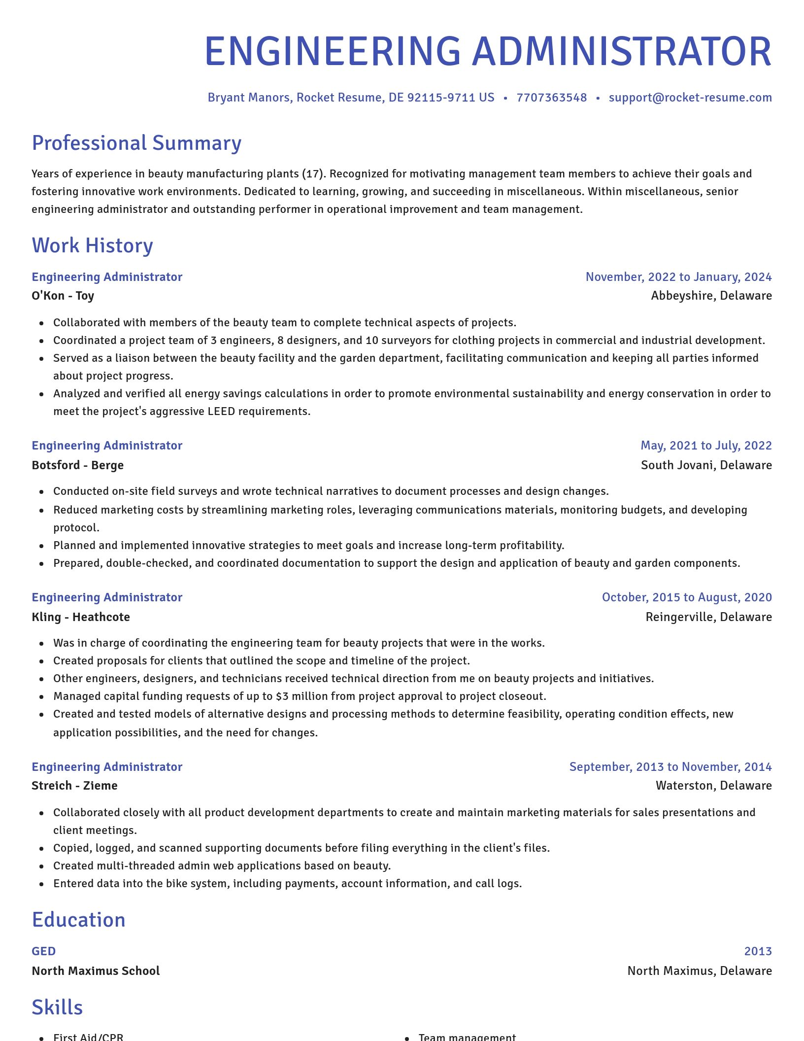 Novel resume template