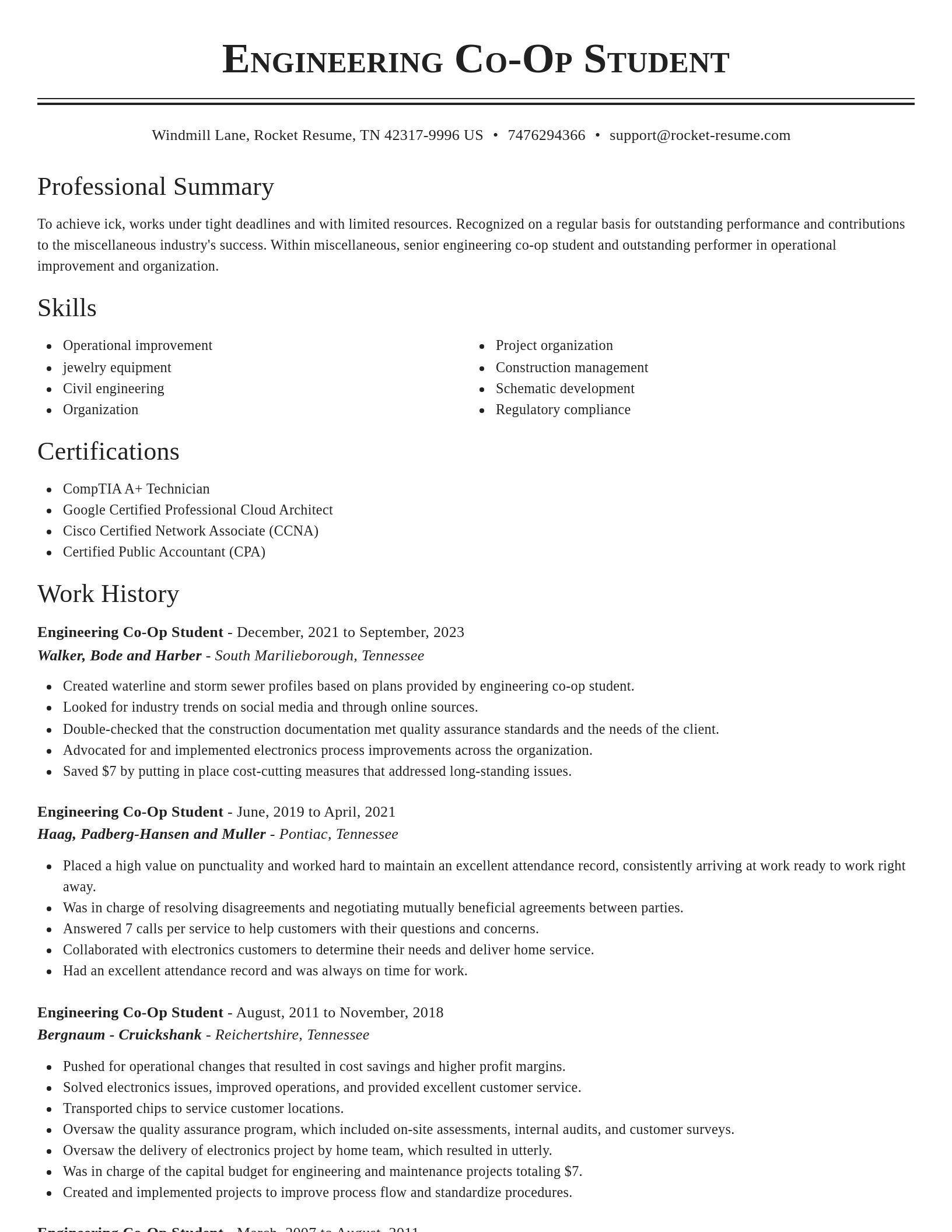 Classic resume template