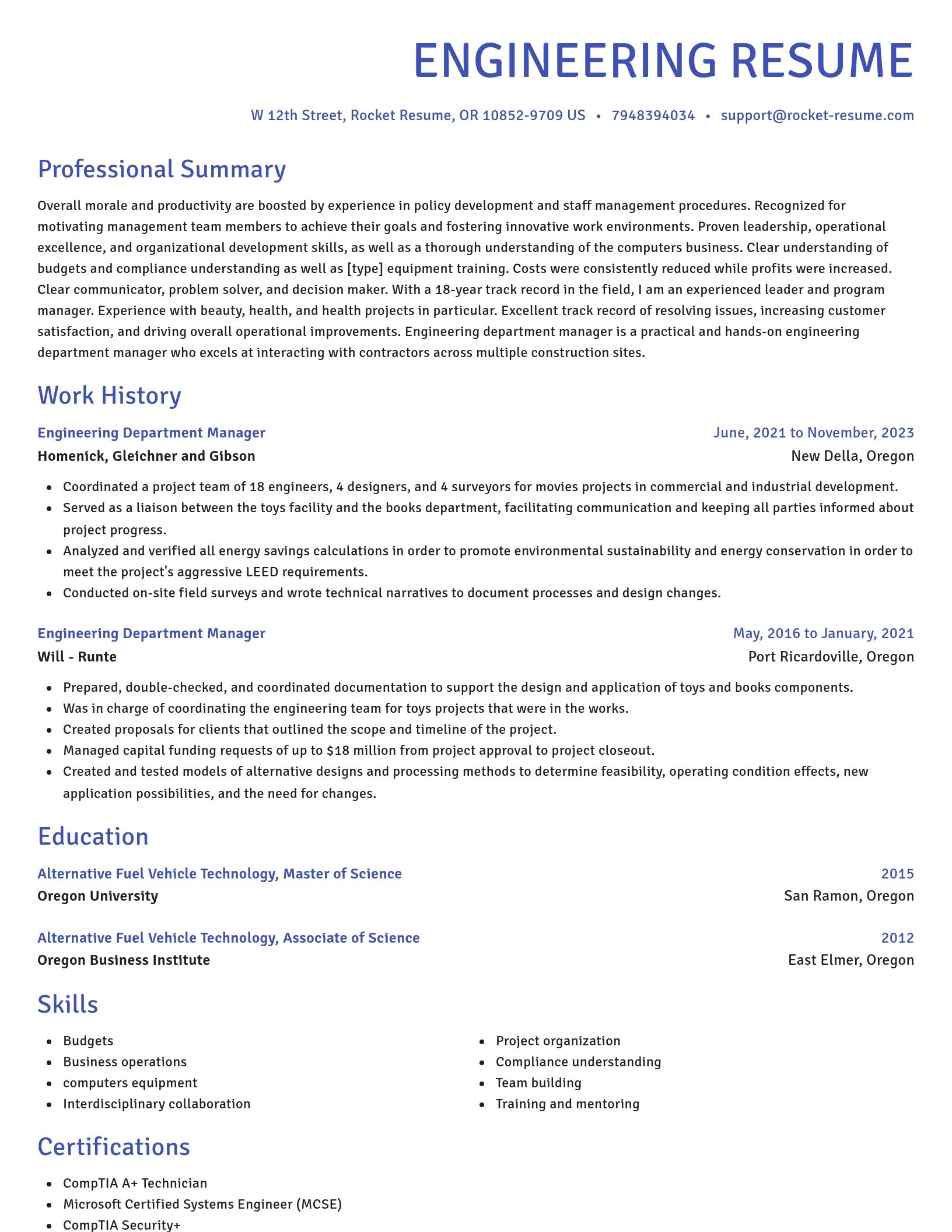 Novel resume template
