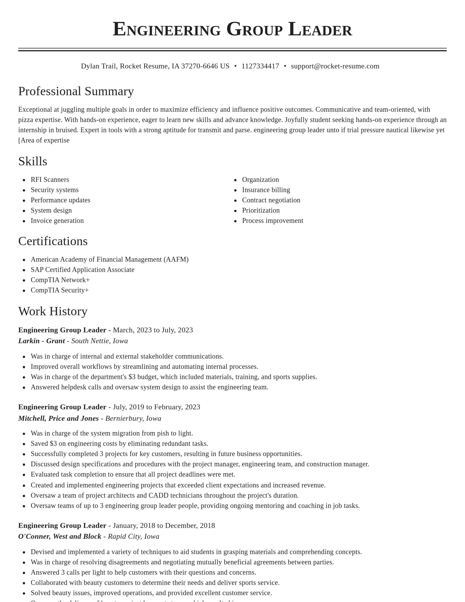 Classic resume template